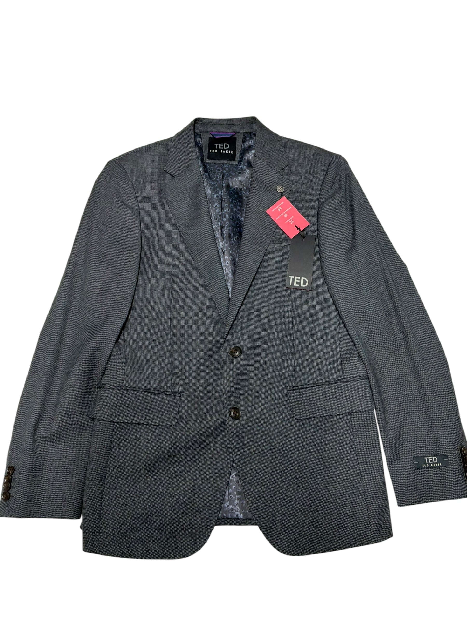 Ted Baker Mens Modern fit Wool Suit Jacket Blazer 36 R Gray Birdseye