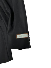 Canali Capri Black Textured Solid Slim Fit Suit Jacket Blazer 42L Black