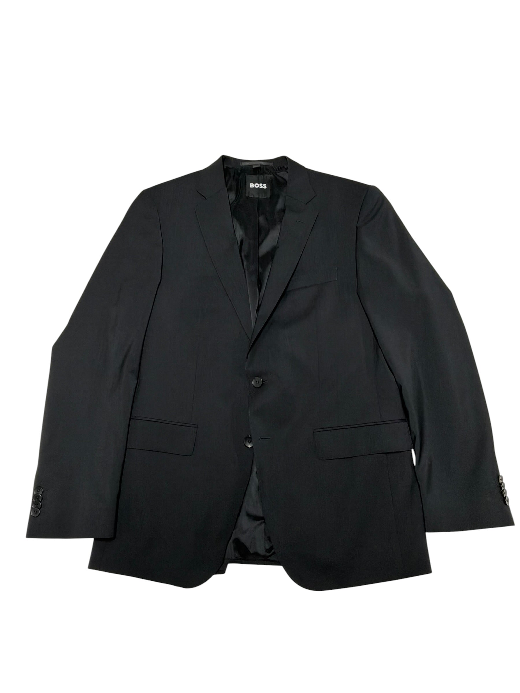 Hugo Boss Mens Slim fit 2 Piece Suit 40 R / 34 Waist Black Solid