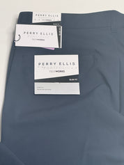 Perry Ellis Portfolio Men's Slim Fit Solid Tech Pants Dark Sapphire Blue 34 x 34