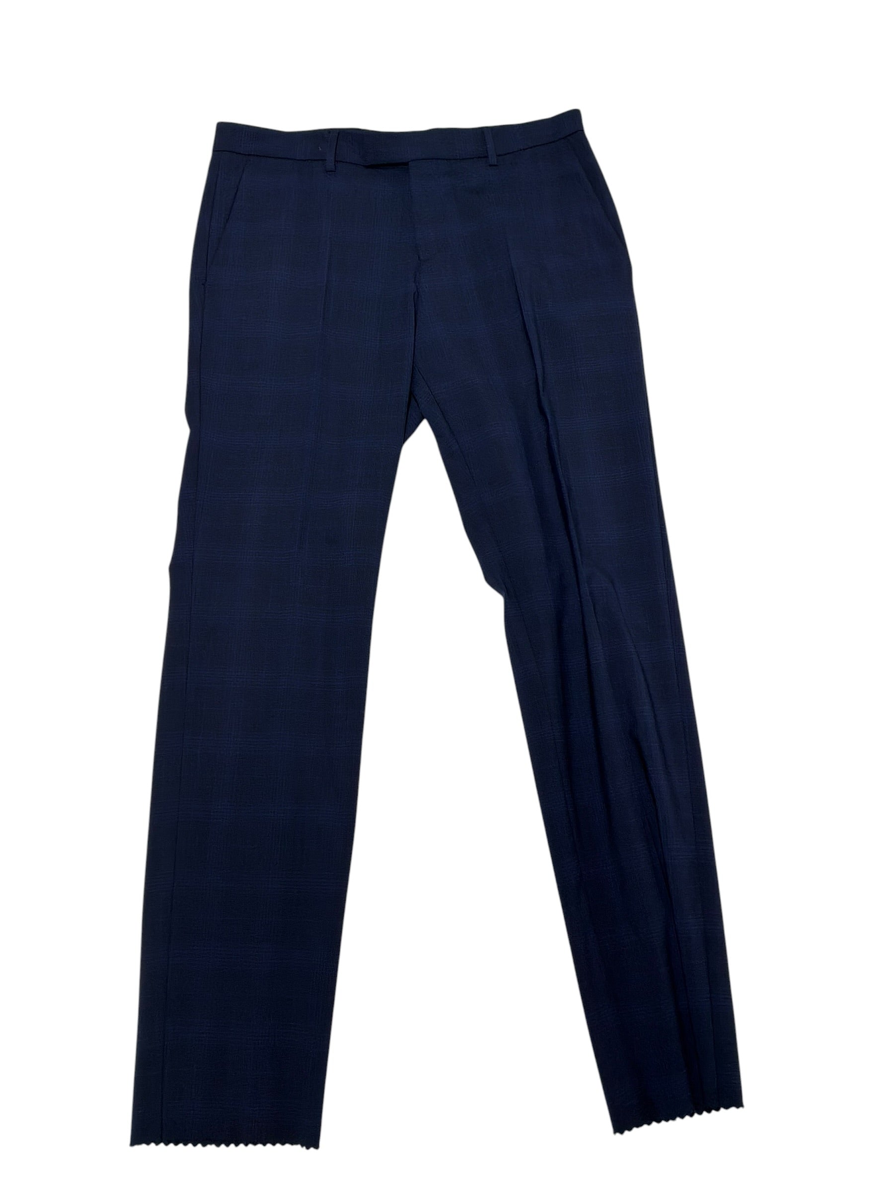 Hugo Boss Mens Slim fit Dress Pants Size 32 Blue Plaid Wool