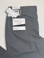 PERRY ELLIS PORTFOLIO Men's Slim-Fit Solid Tech Pants Magnet Grey 34 x 34