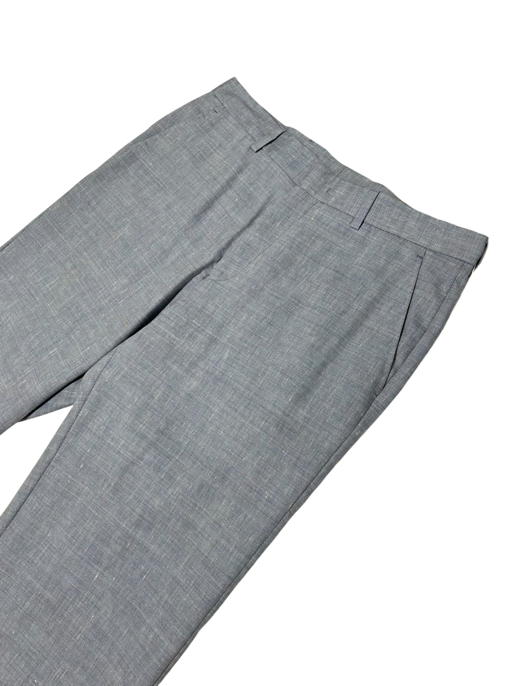 Vince Mens Linen & Wool Melange Solid Slim Fit Dress Pants Size 30 Blue