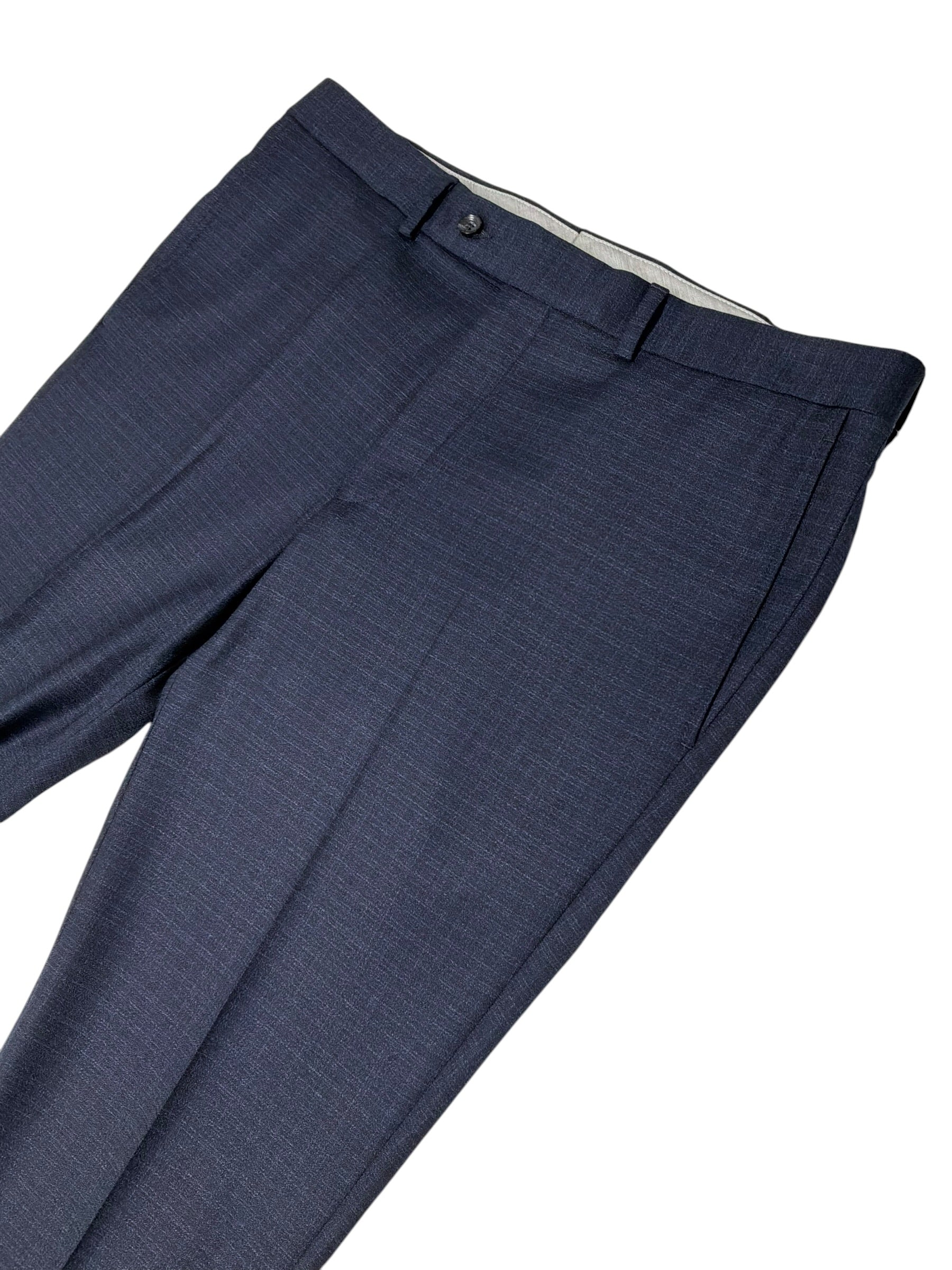 Jack Victor Mens Regular fit Dress Pants Size 36 Navy Blue Plaid