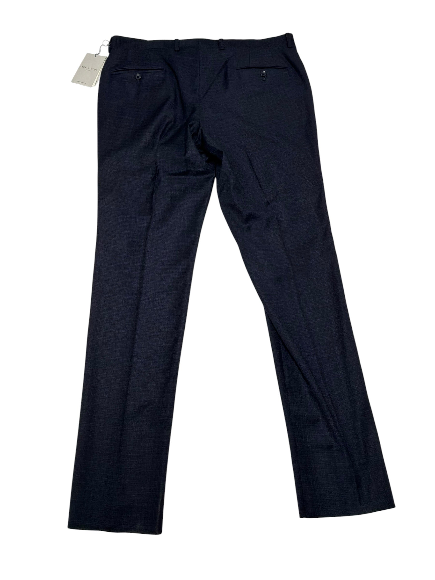 Jack Victor Mens Regular fit Dress Pants Size 36 Navy Blue Plaid