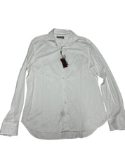 Canali Mens Cotton Jersey Slim Fit Sport Button Shirt Large White
