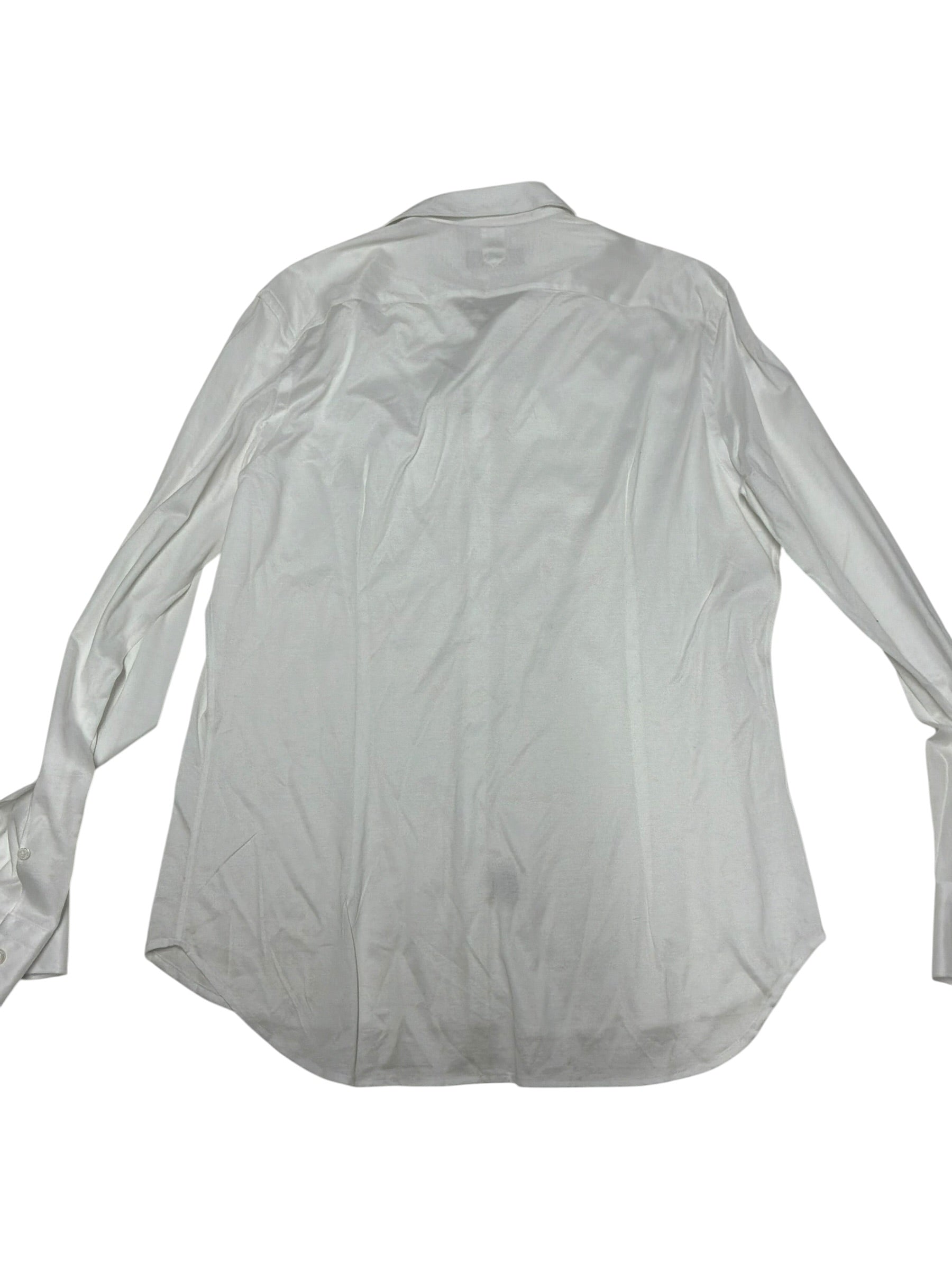 Canali Mens Cotton Jersey Slim Fit Sport Button Shirt Large White