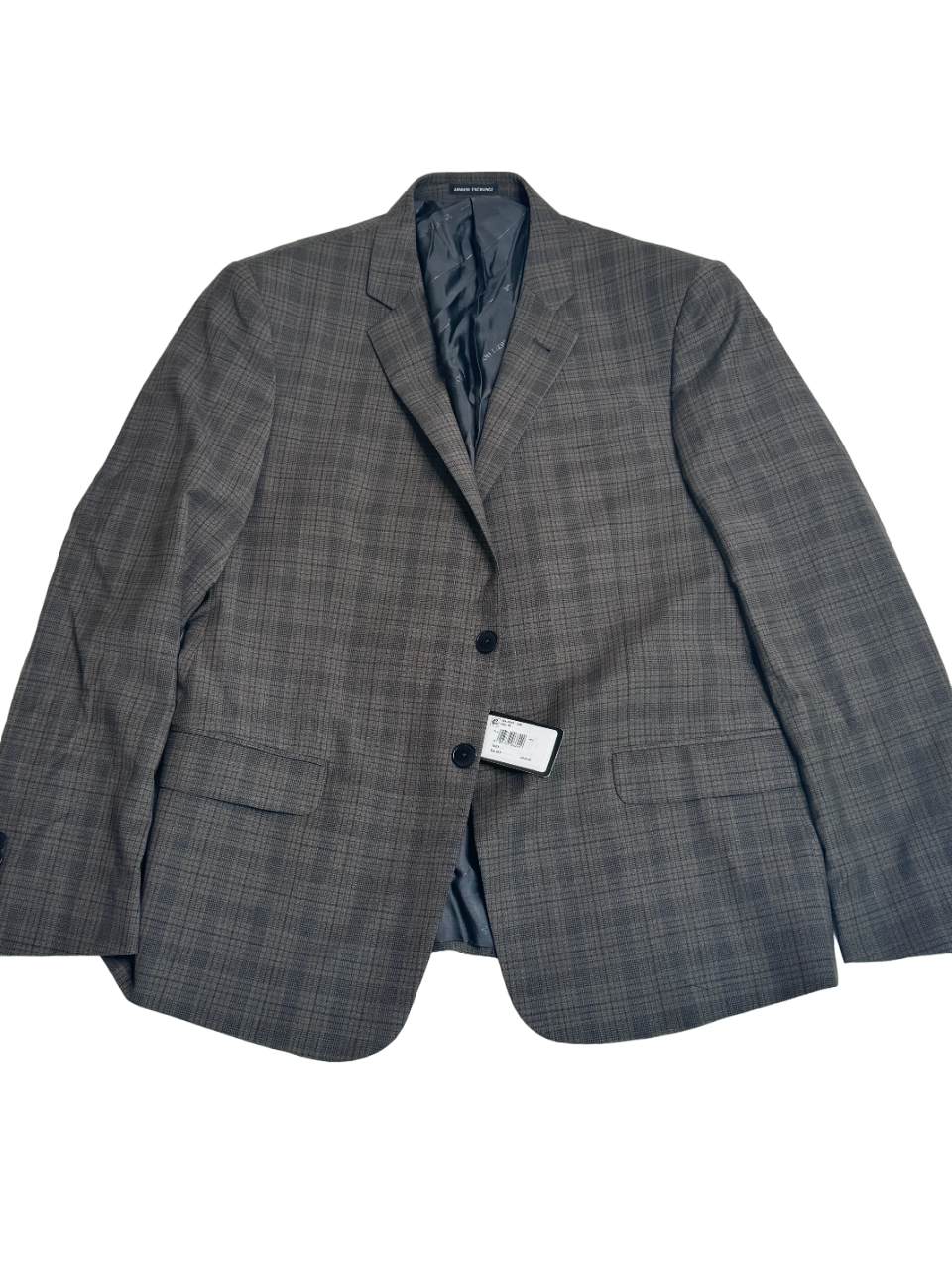 AX Armani Exchange Men's Slim-Fit Wool Suit Jacket 44R Brown Plaid