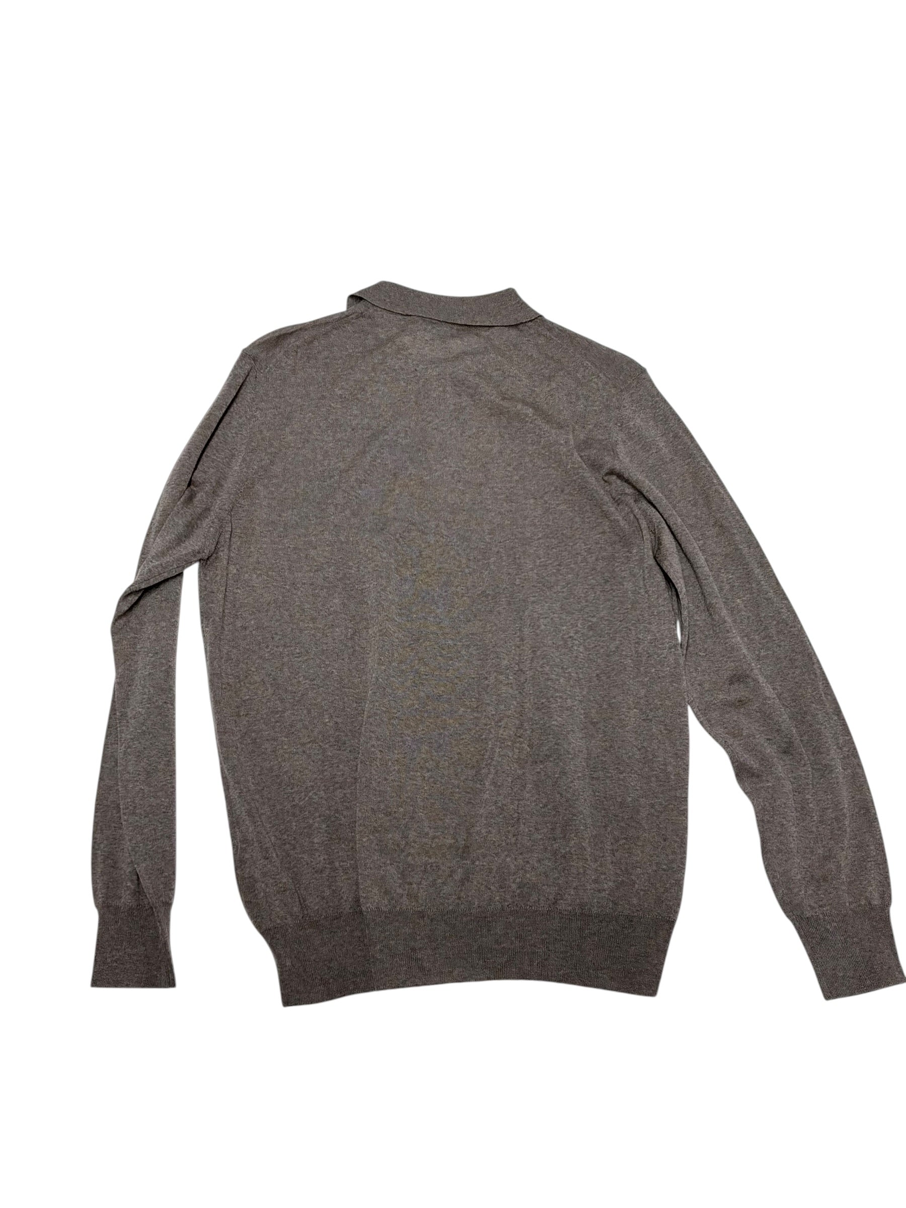 Canali Mens Merino Wool Knit Polo Sweater US 46 EU 56 Light Brown