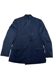 Michael Kors Mens Double Breasted Suit Jacket Blazer 38 R Navy Blue Striped