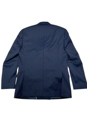 Michael Kors Mens Double Breasted Suit Jacket Blazer 38 R Navy Blue Striped