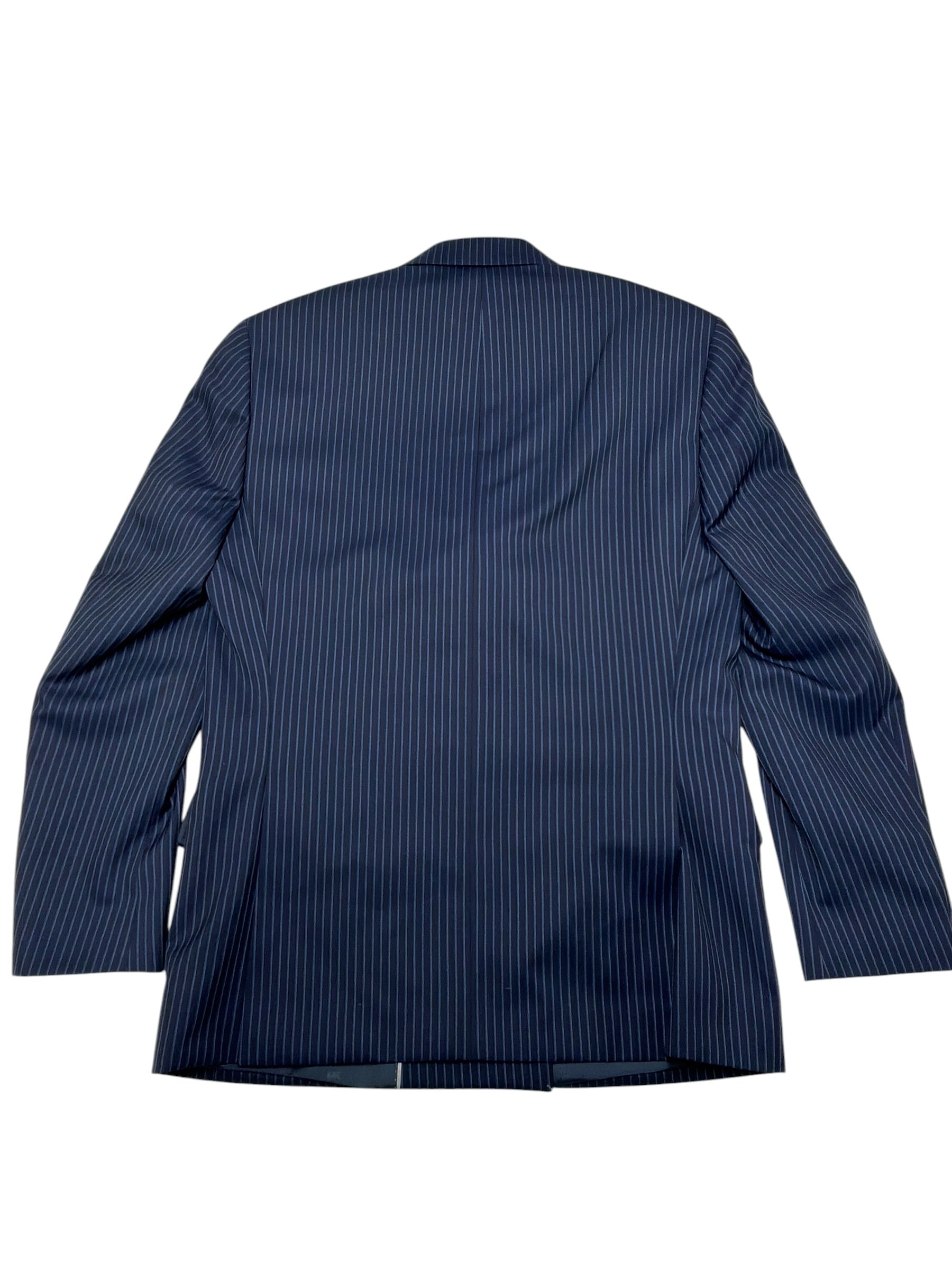 Michael Kors Mens Double Breasted Suit Jacket Blazer 38 R Navy Blue Striped