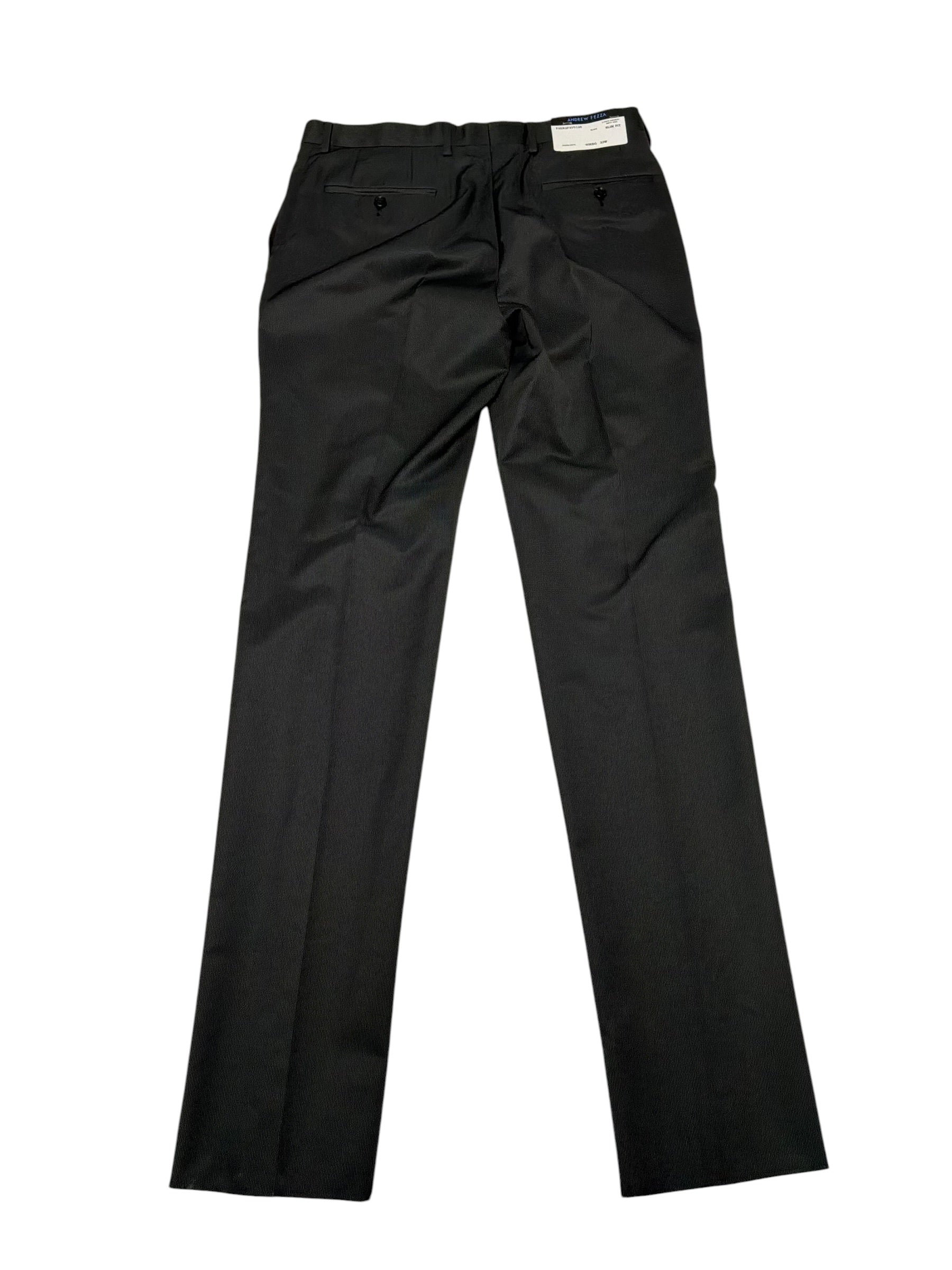 Andrew Fezza Mens Slim fit 2 Piece Suit 40 R / 33 Waist Black Striped