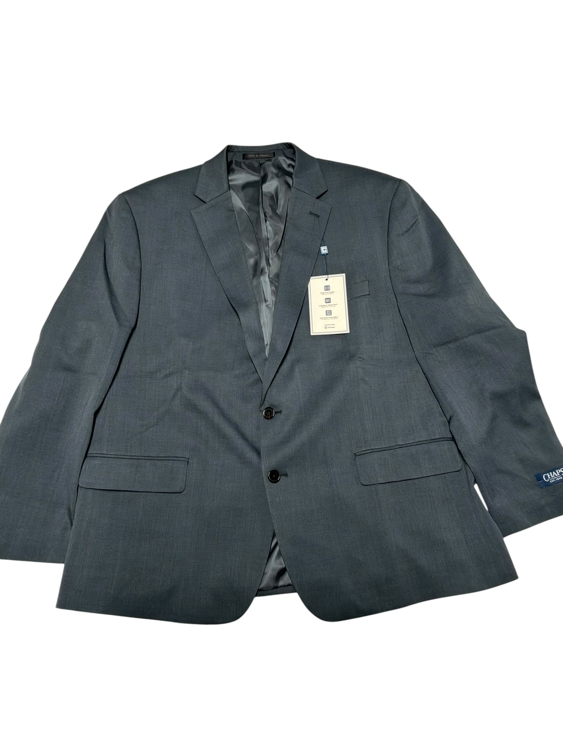 Chaps Mens Regular fit Suit Jacket Blazer 50 R Grey Solid