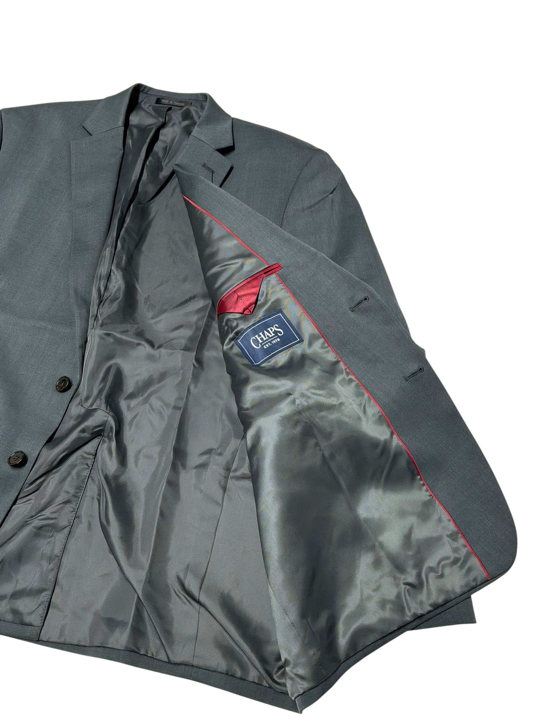 Chaps Mens Regular fit Suit Jacket Blazer 50 R Grey Solid