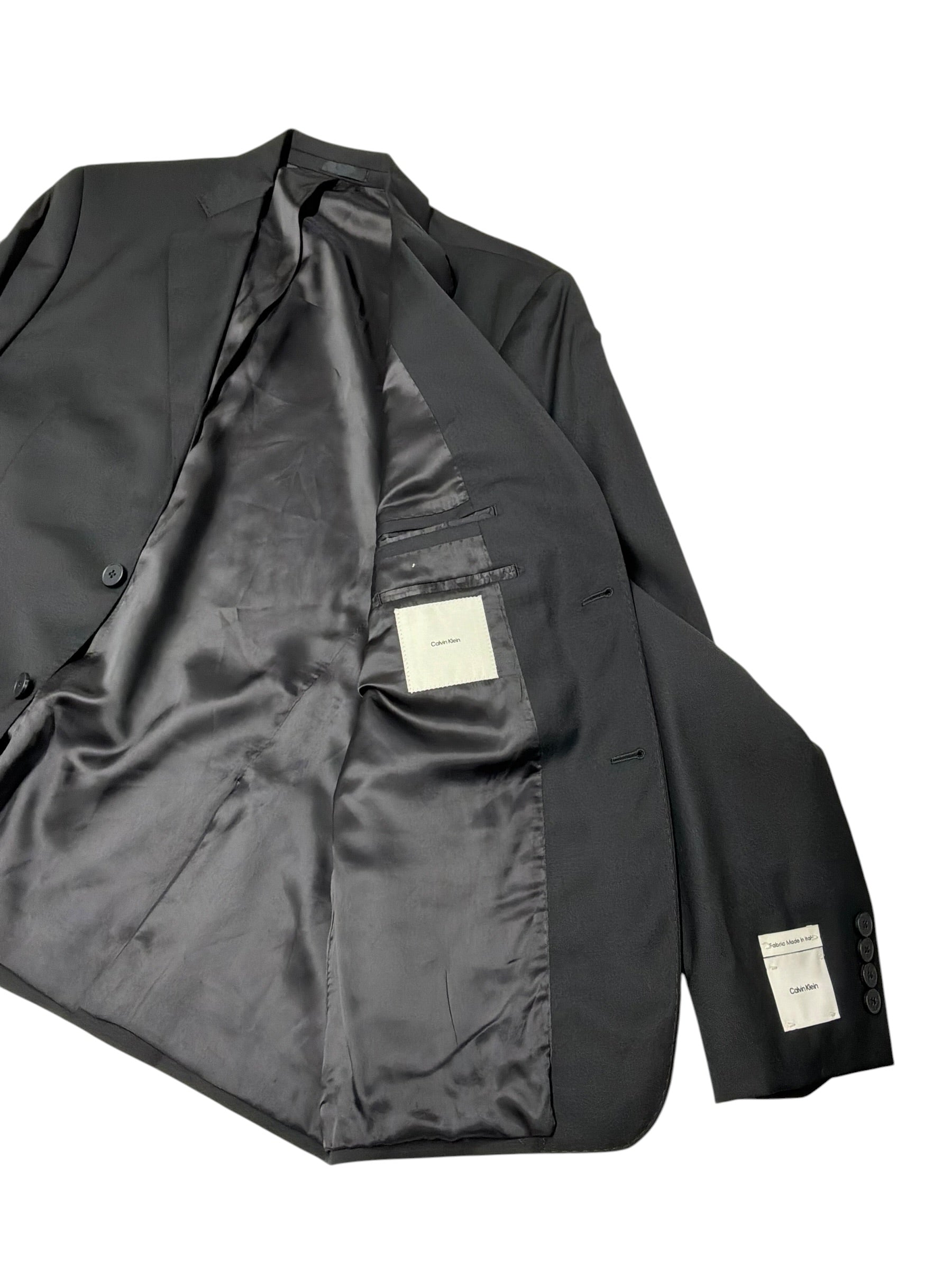 Calvin Klein Mens Slim fit Suit Jacket Blazer 46 R Black Solid