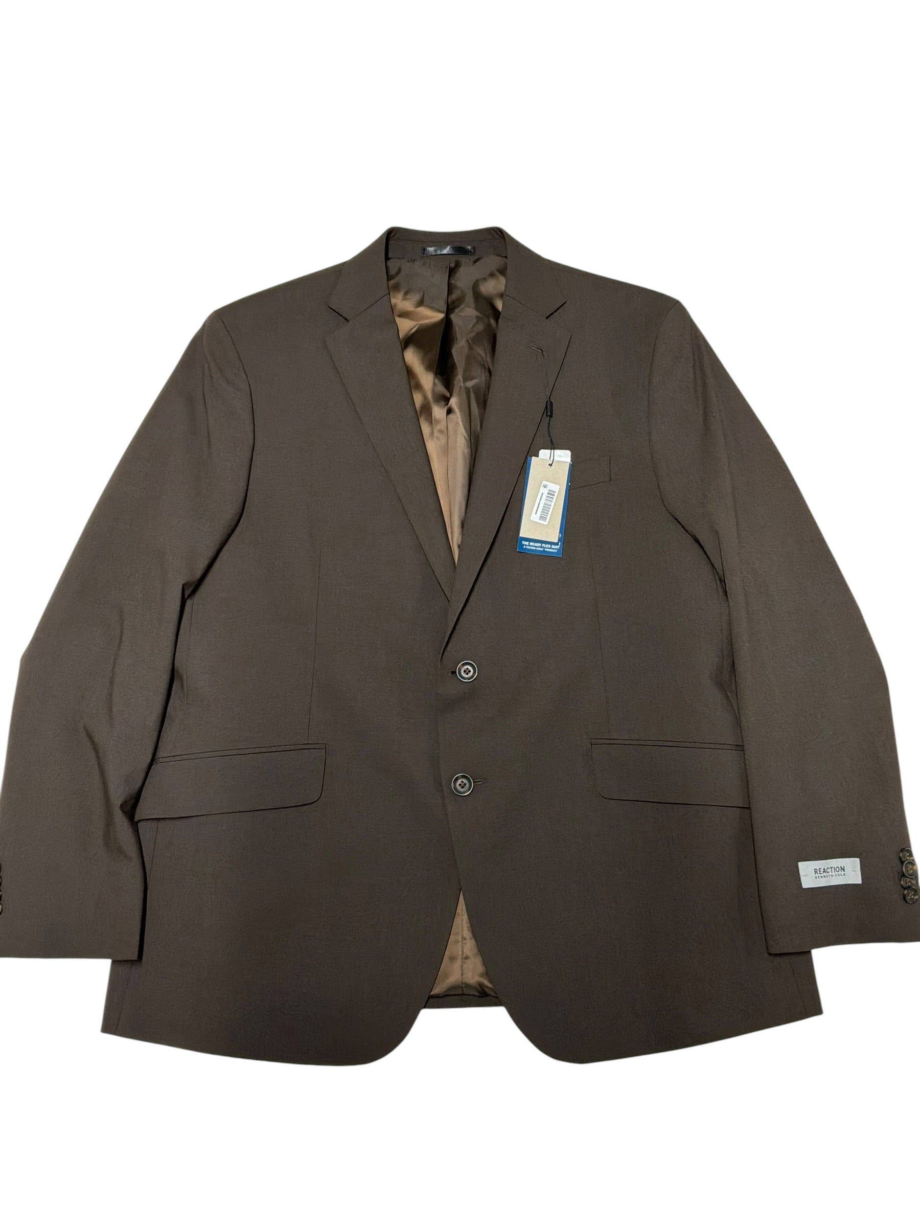 Kenneth Cole Mens Slim fit Suit Jacket Blazer 46 R Brown Solid