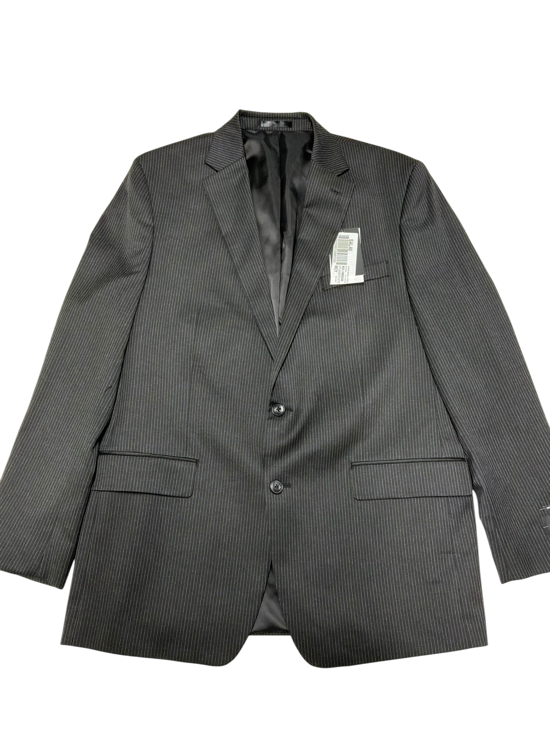 Perry Ellis Portfolio Mens Modern fit Suit Jacket Blazer 44 L Black Striped
