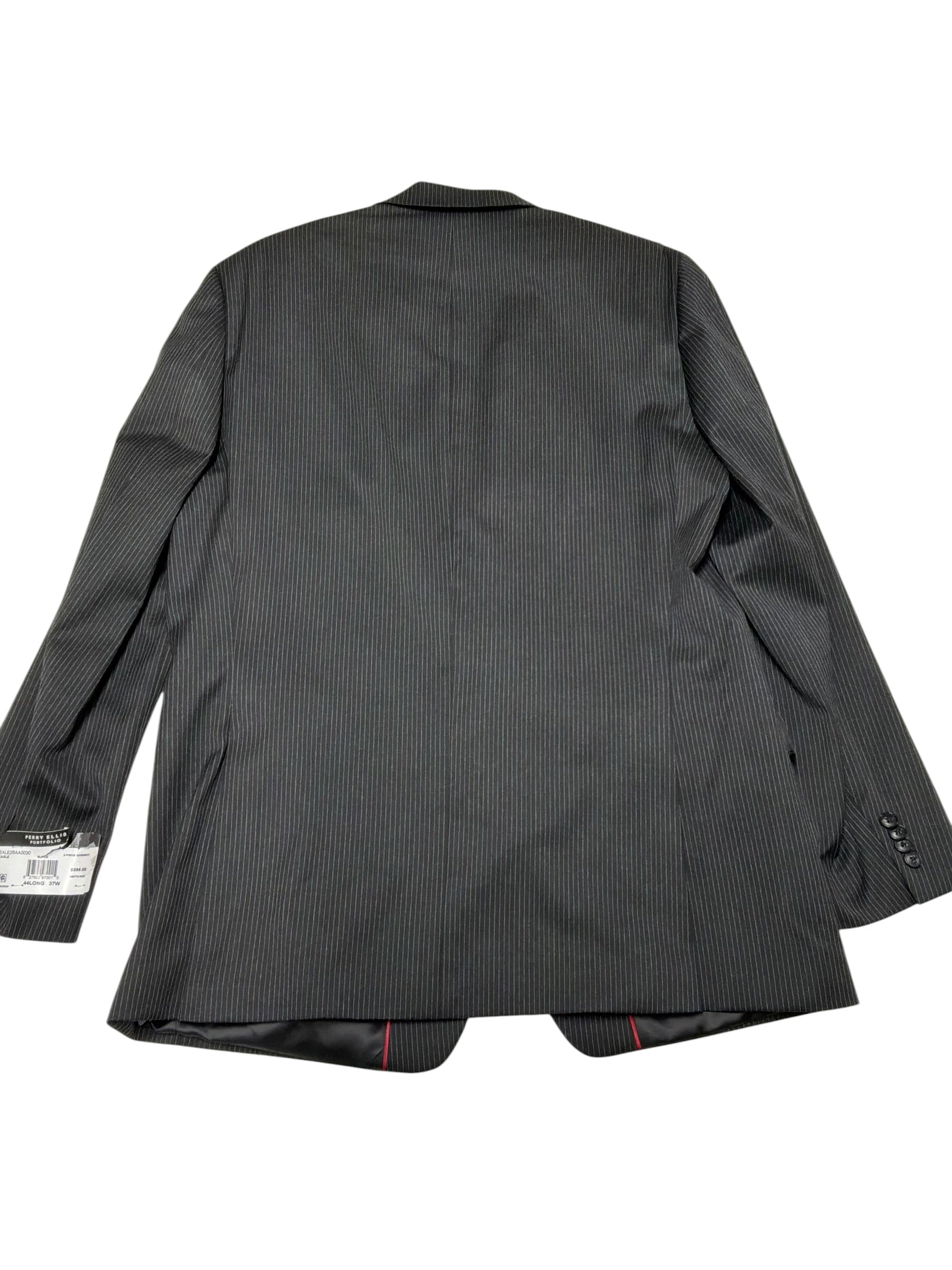 Perry Ellis Portfolio Mens Modern fit Suit Jacket Blazer 44 L Black Striped