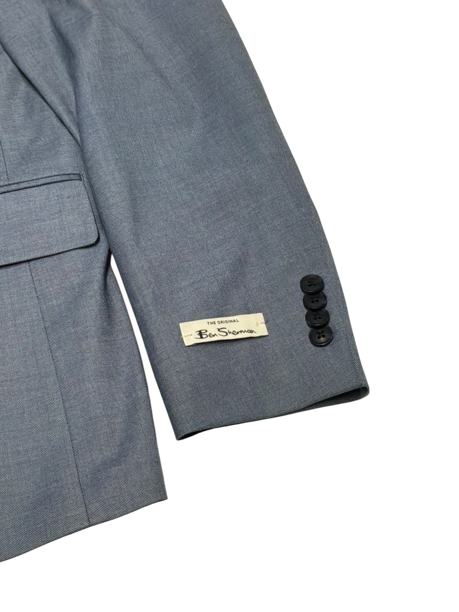 Ben Sherman Mens Slim fit Suit Jacket Blazer 38 S Blue Solid