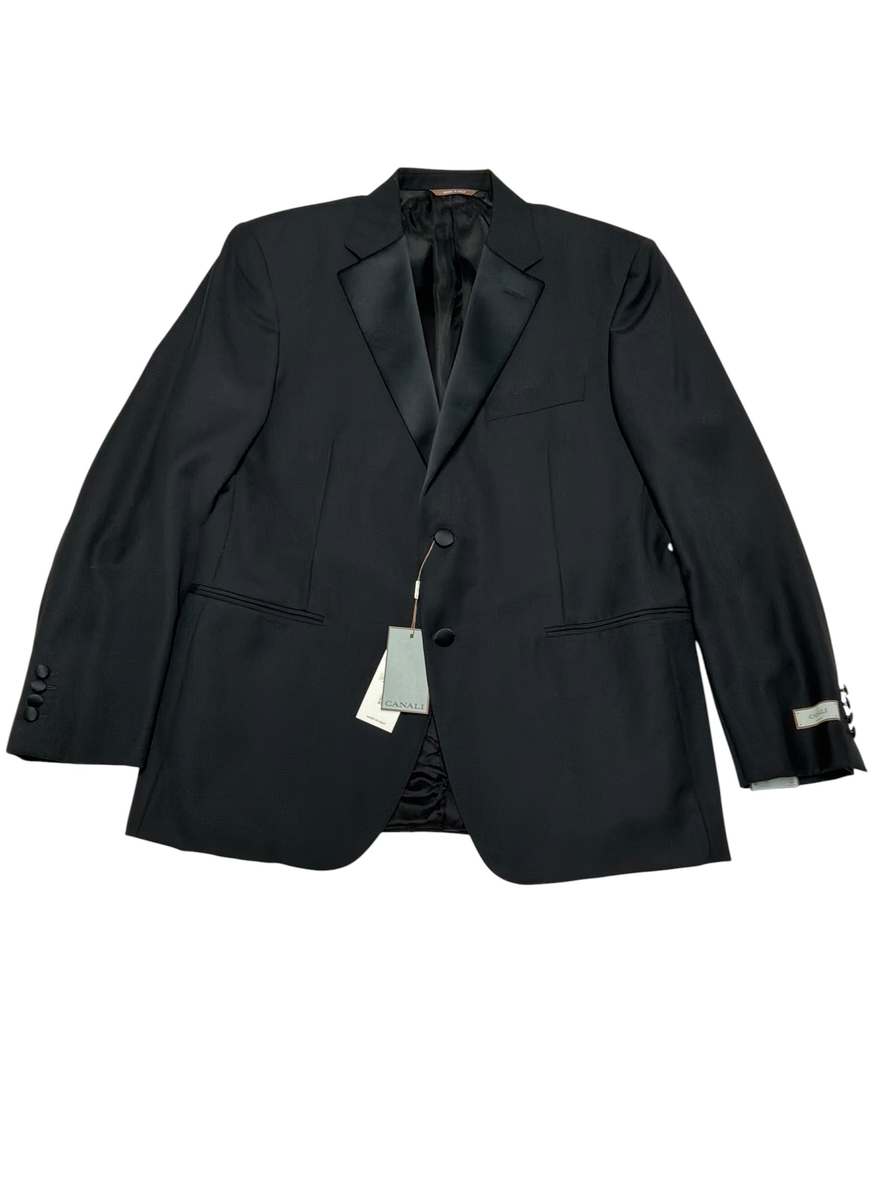 Canali Mens Classic fit Wool 2 Piece Tuxedo Suit 44 R Pants 37 Black Solid
