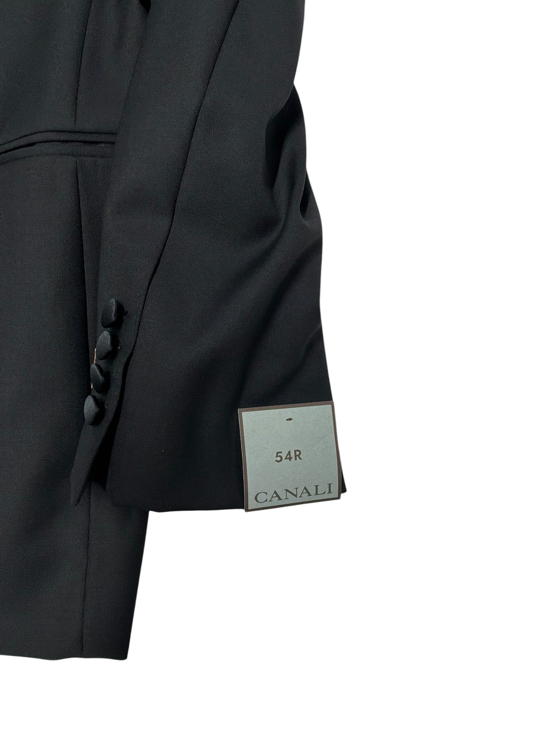 Canali Mens Classic fit Wool 2 Piece Tuxedo Suit 44 R Pants 37 Black Solid