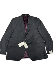 Jack Victor Mens Regular Fit Wool 2 Piece Suit 48 R Pants 42 Charcoal Gray Check