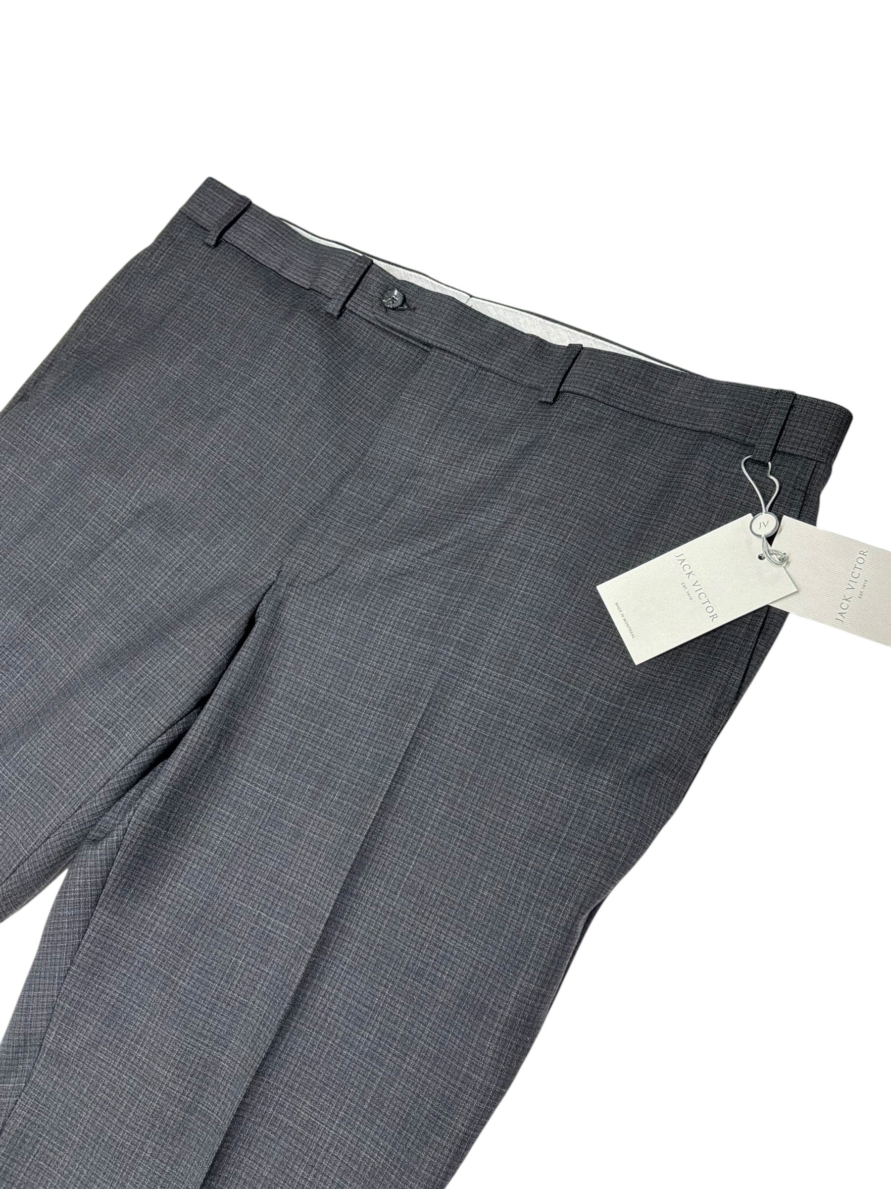 Jack Victor Mens Regular Fit Wool 2 Piece Suit 48 R Pants 42 Charcoal Gray Check