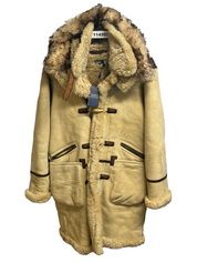 Polo Ralph Lauren Men's Leather Shearling Toggle Coat XL Vintage Cream