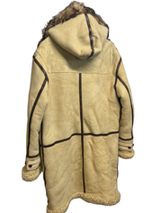 Polo Ralph Lauren Men's Leather Shearling Toggle Coat Medium Vintage Cream