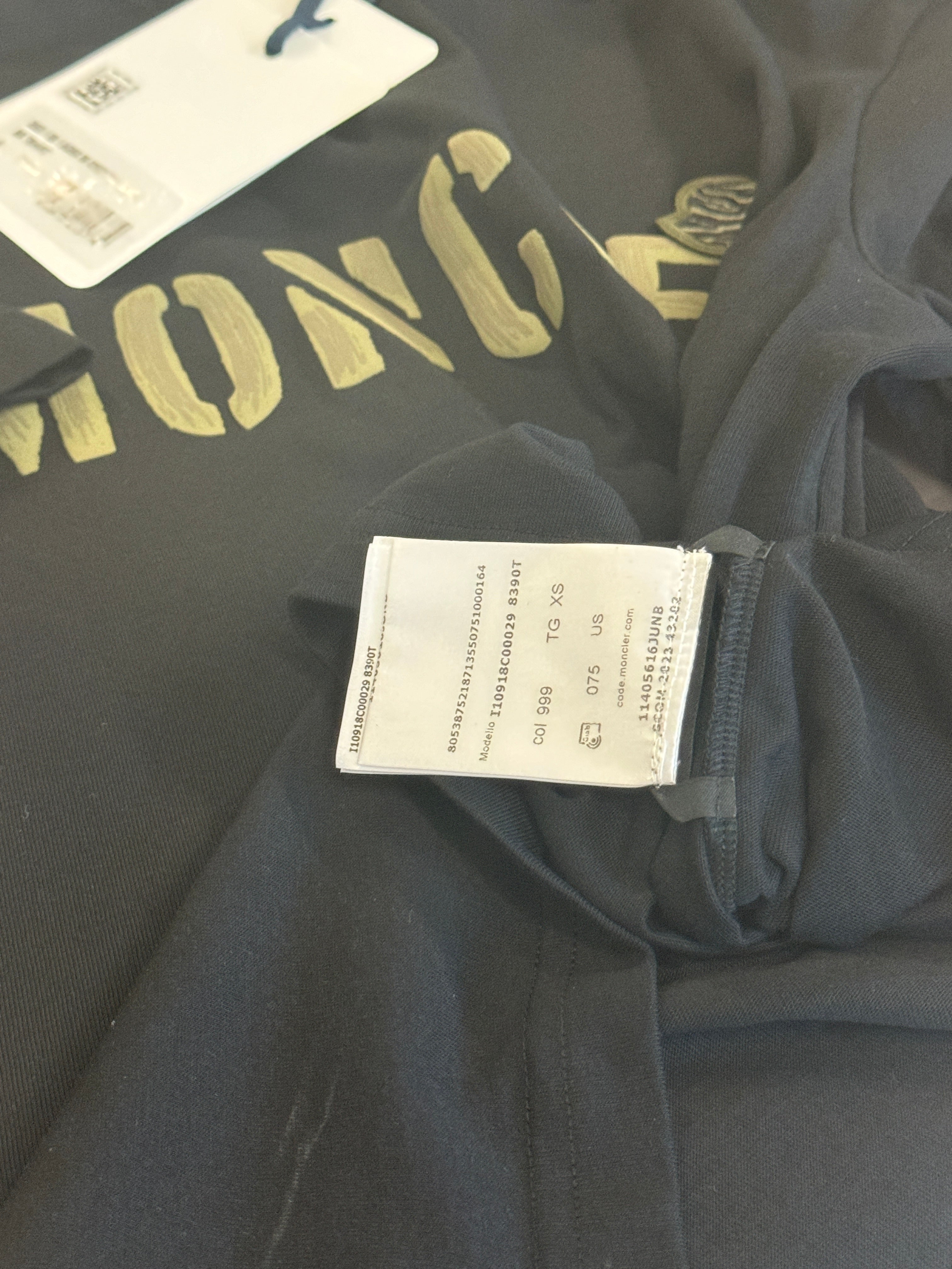 Moncler Mens Short Sleeve Embroidered Pocket Tee Shirt XS Black