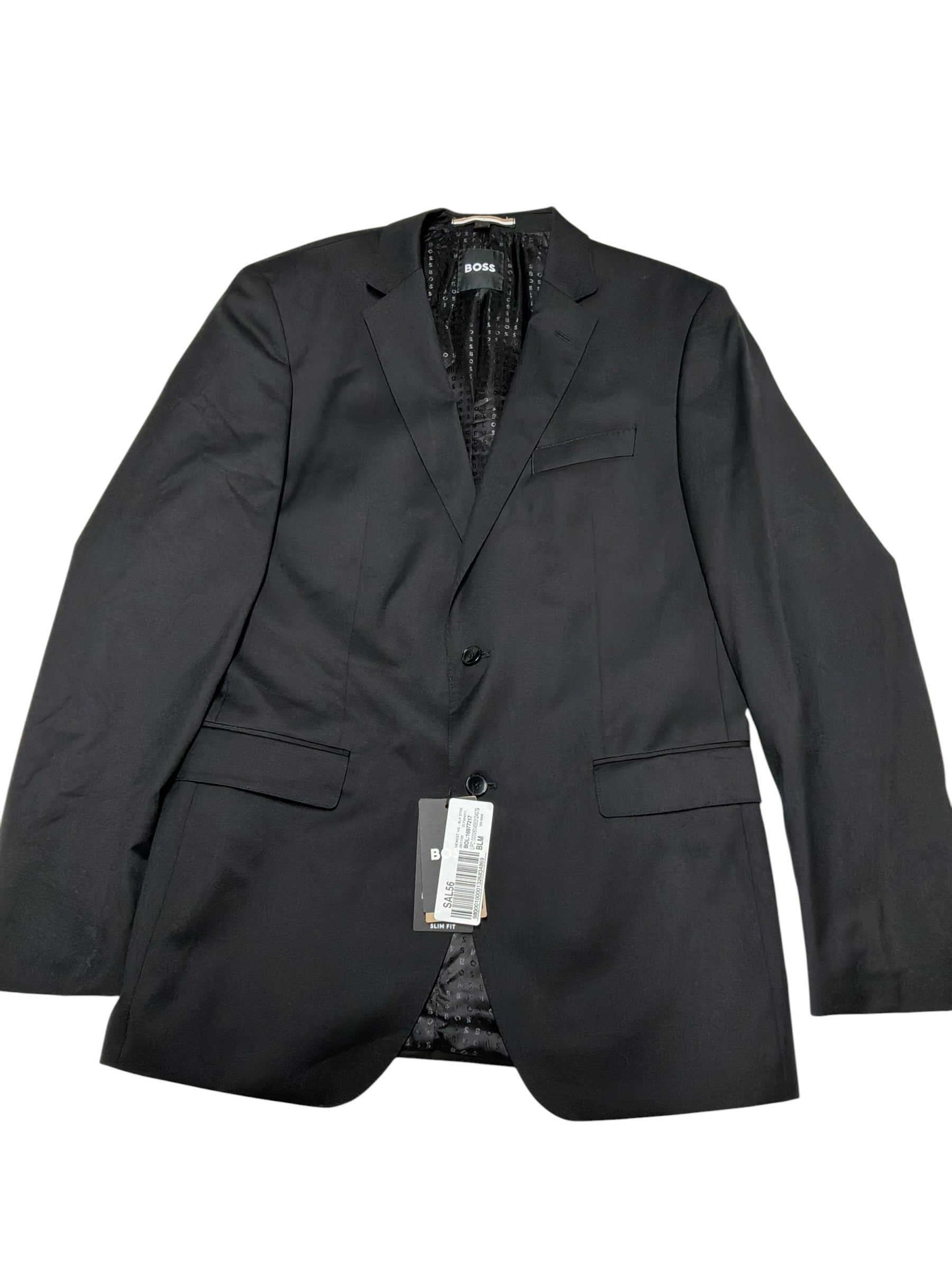 Hugo Boss Mens Slim fit Wool Suit Jacket Blazer 44 L Black Solid