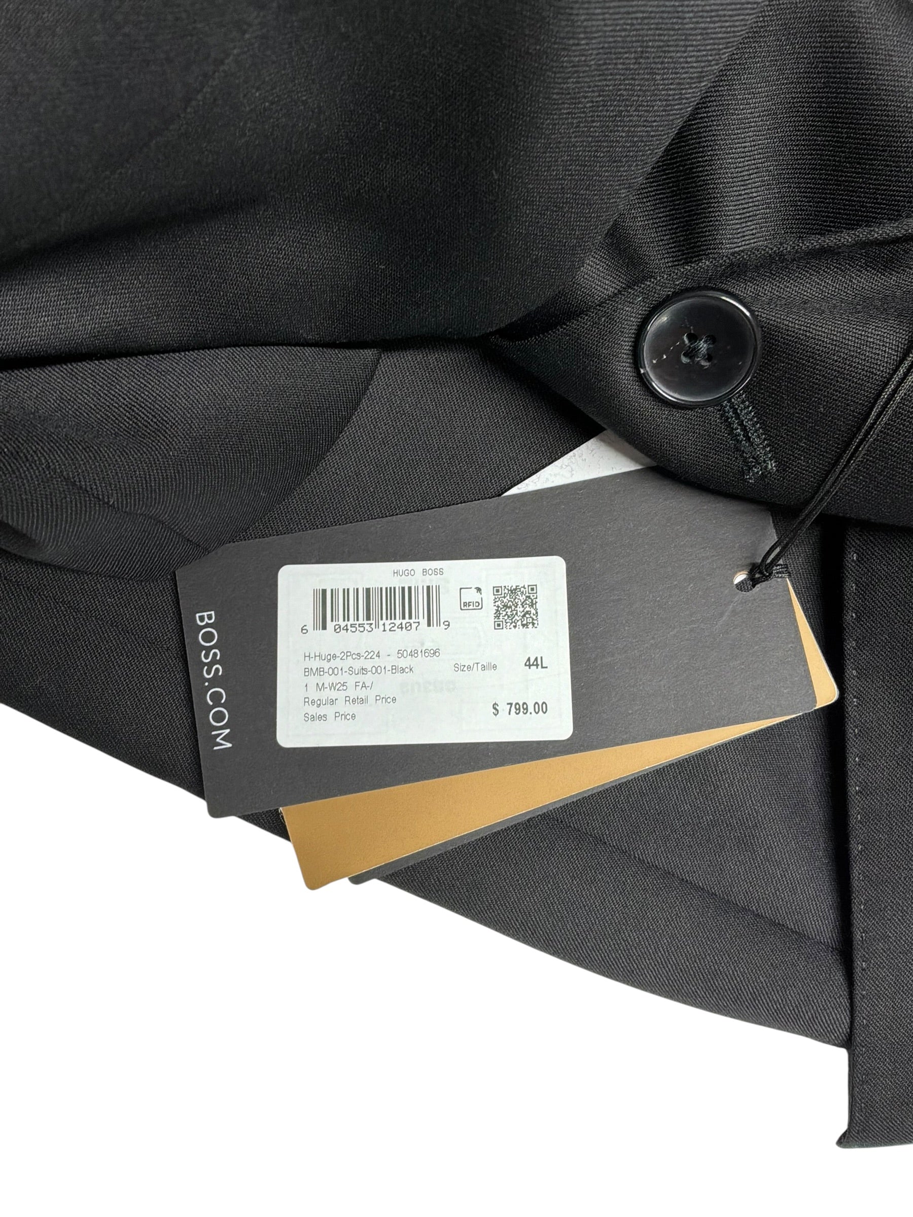 Hugo Boss Mens Slim fit Wool Suit Jacket Blazer 44 L Black Solid
