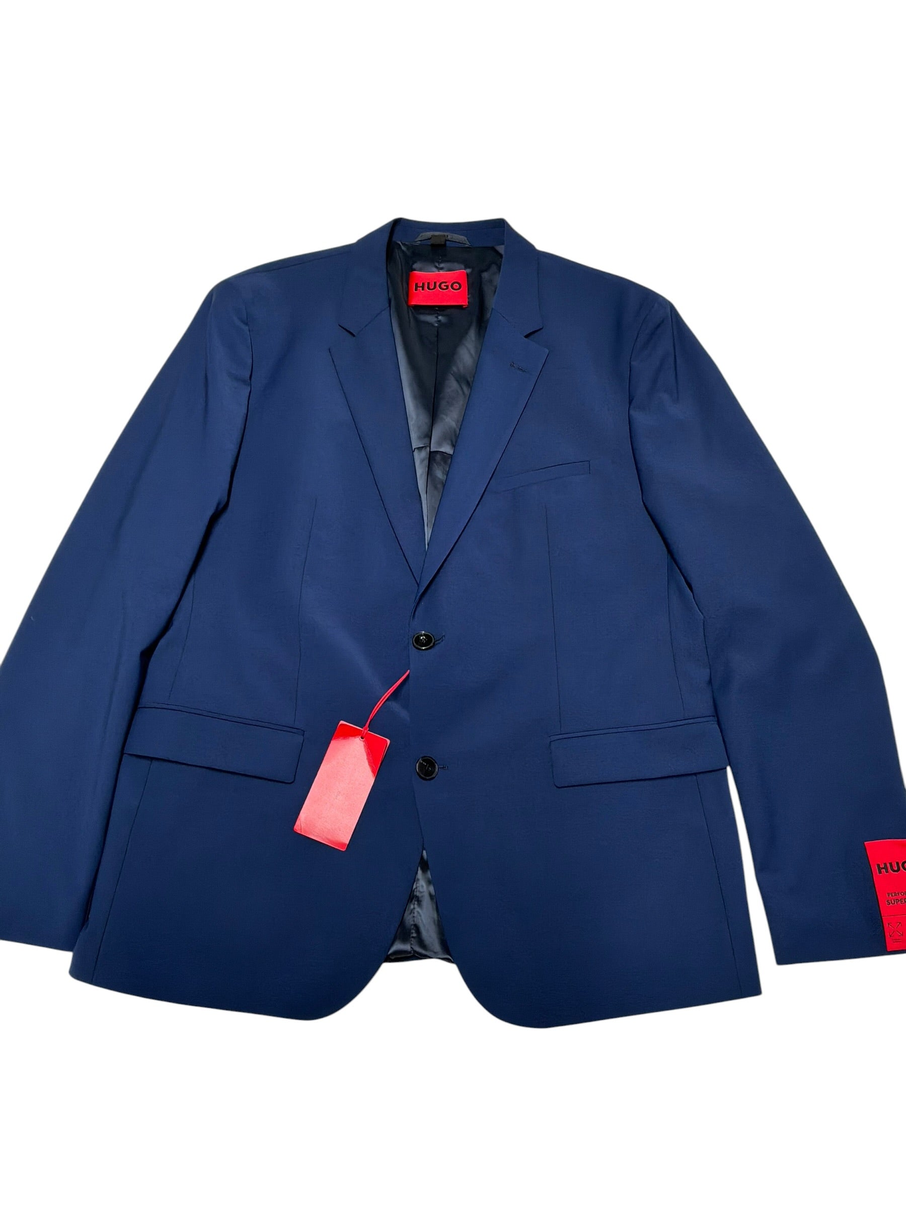 Hugo Boss Mens Slim fit Wool Suit Jacket Blazer 44 R Blue Solid