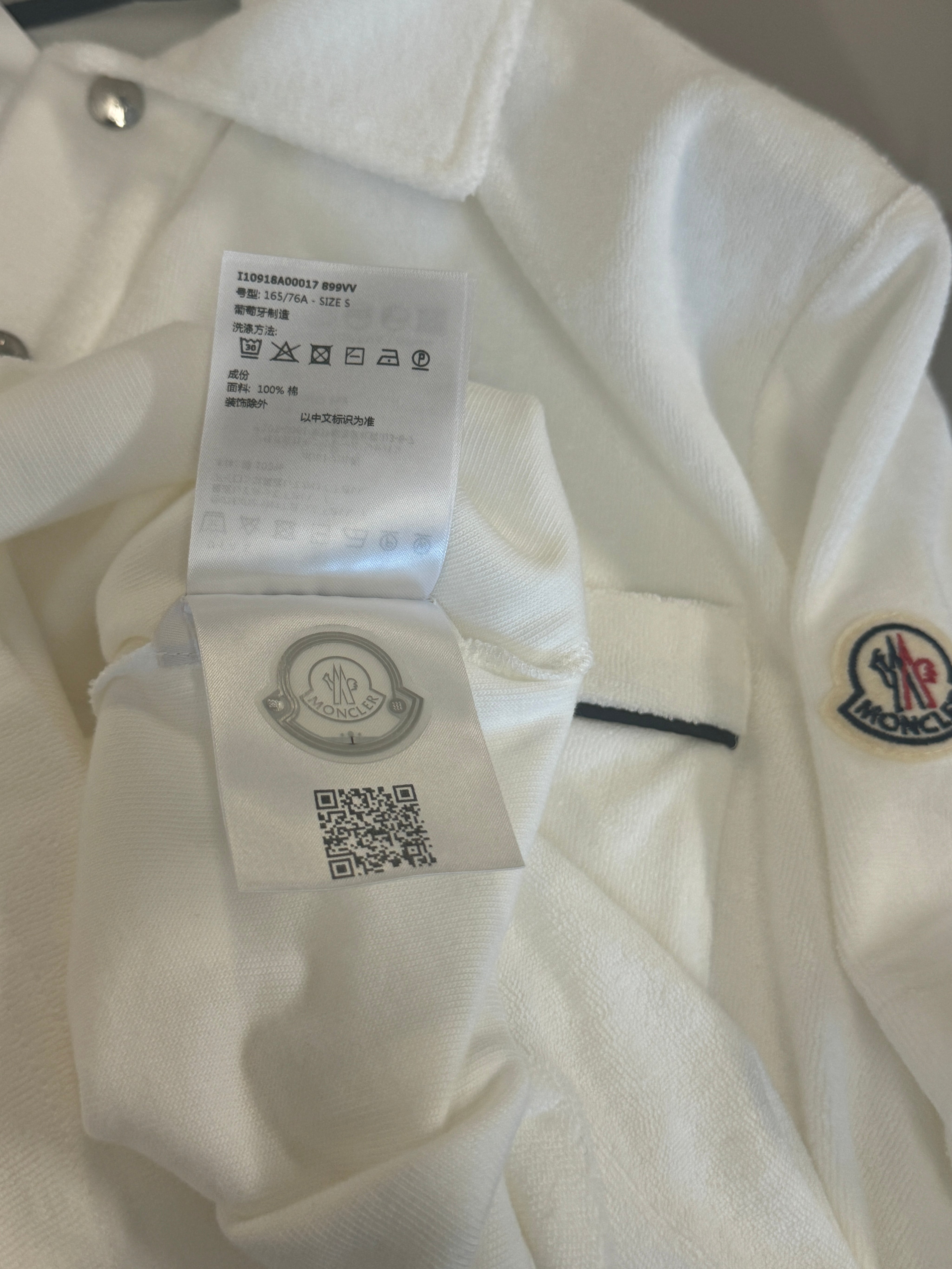 Moncler Mens Ramsey Short Sleeve Pocket Polo Shirt Small White