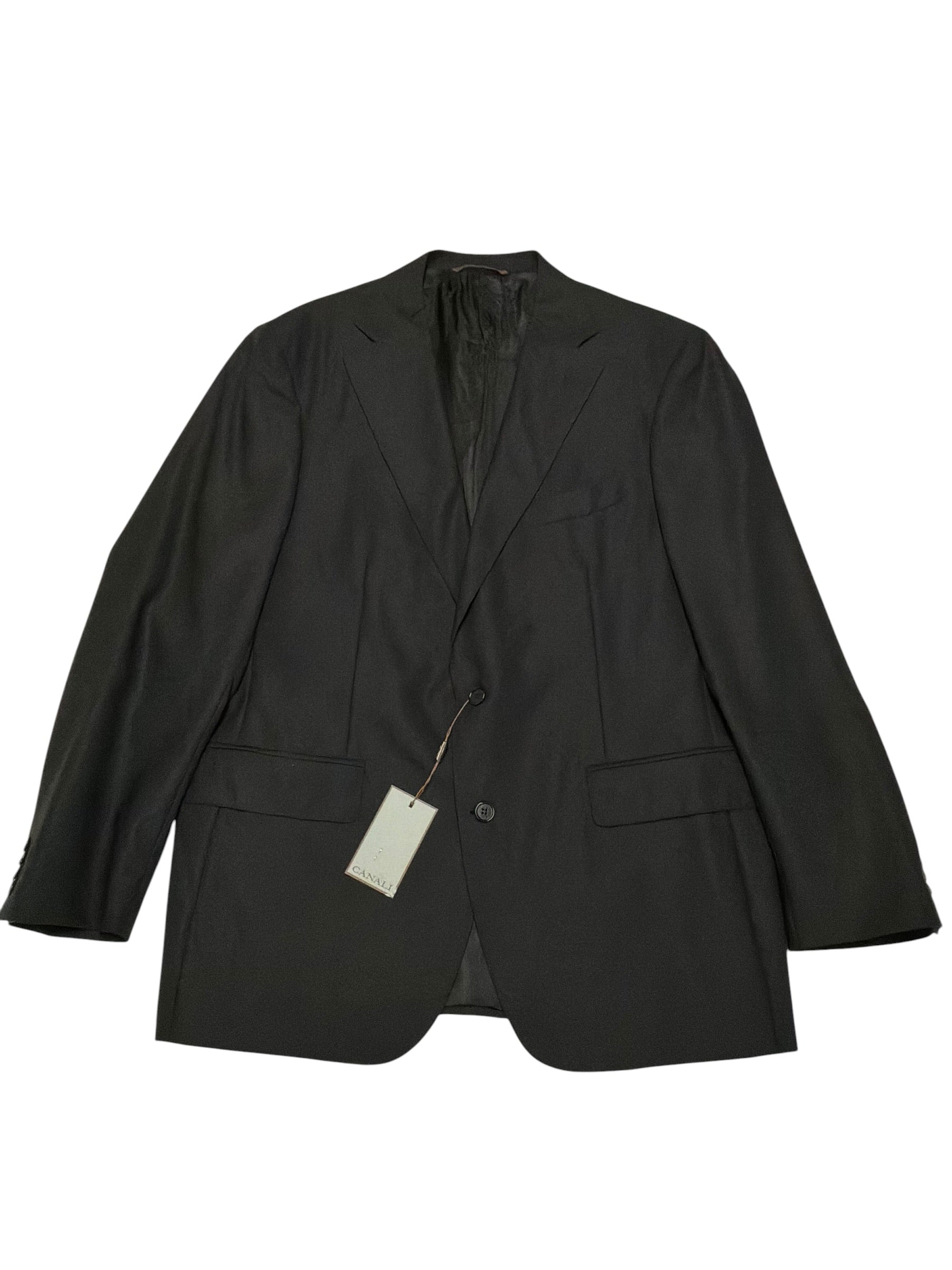 Canali Capri Black Textured Solid Slim Fit Suit 46 R / 38 x 32 Black