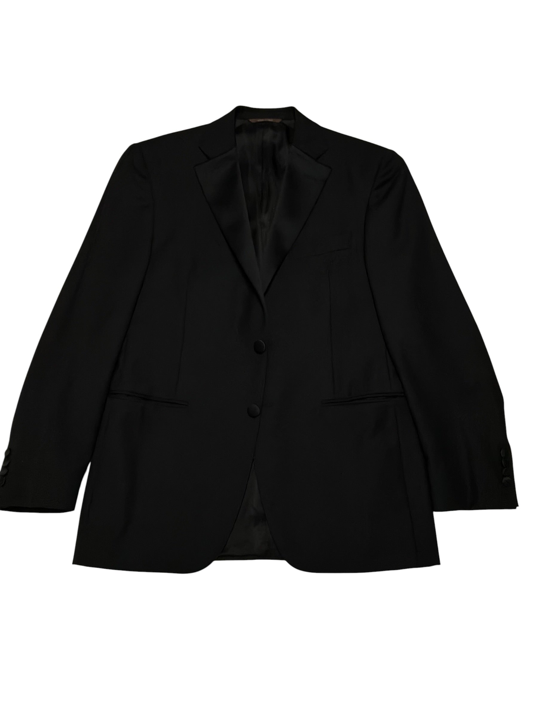 Canali Mens Classic fit Wool 2 Piece Tuxedo Suit 38 R Pants 32 / 30 Black Solid