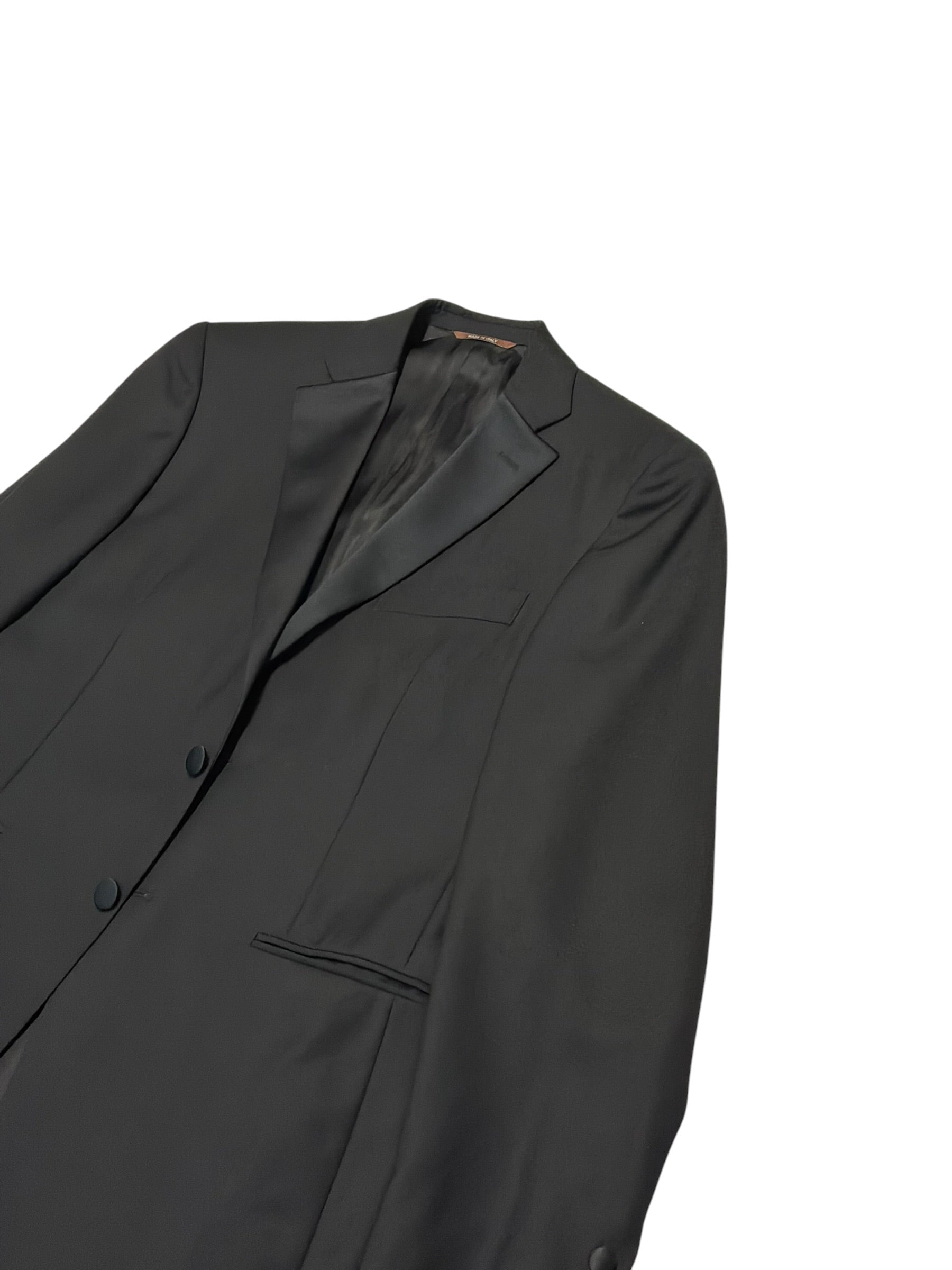 Canali Mens Classic fit Wool 2 Piece Tuxedo Suit 38 R Pants 32 / 30 Black Solid