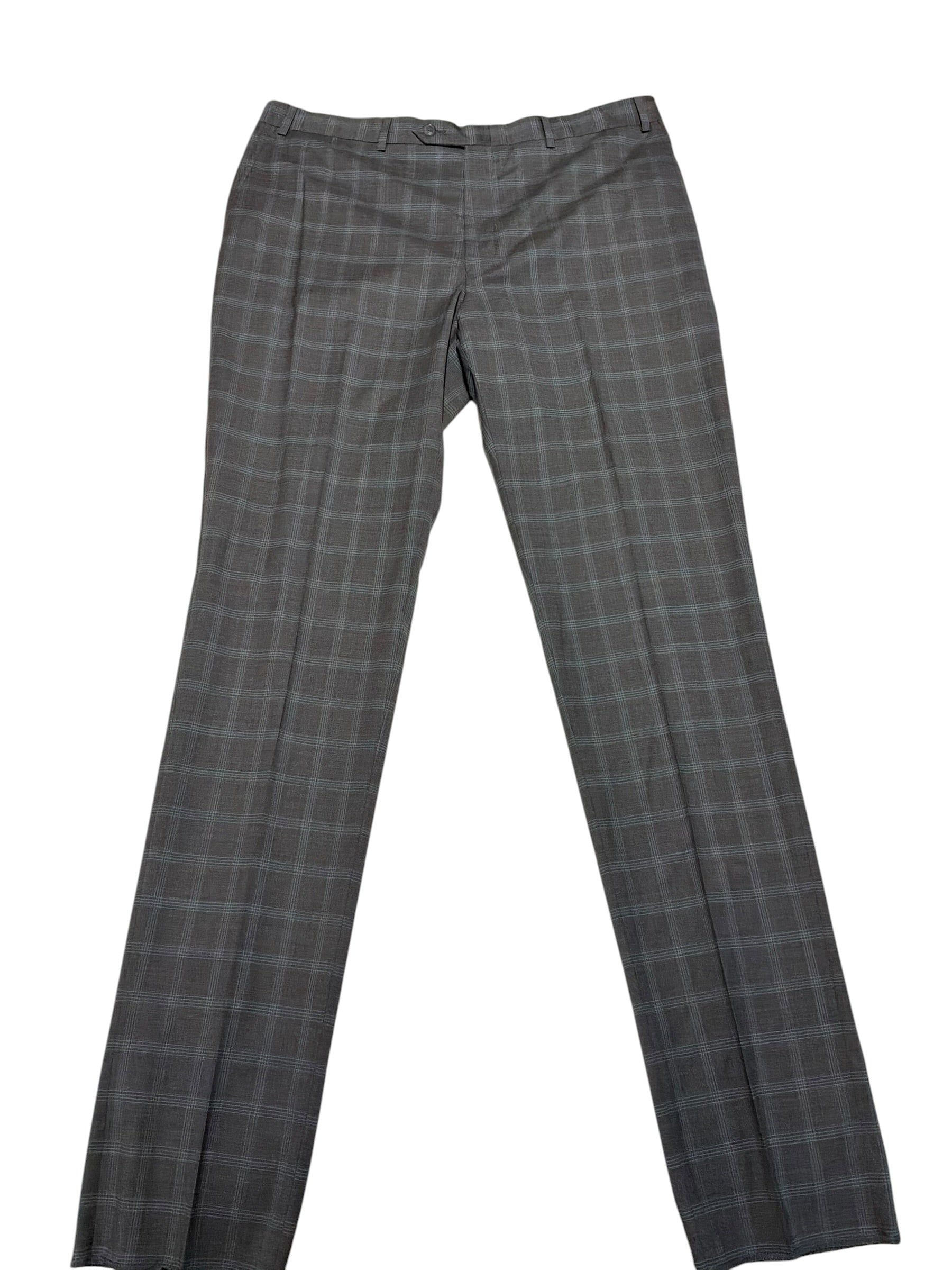 Hart Schaffner Marx New York Plaid Regular Fit Suit 44 R / 38W Grey Plaid
