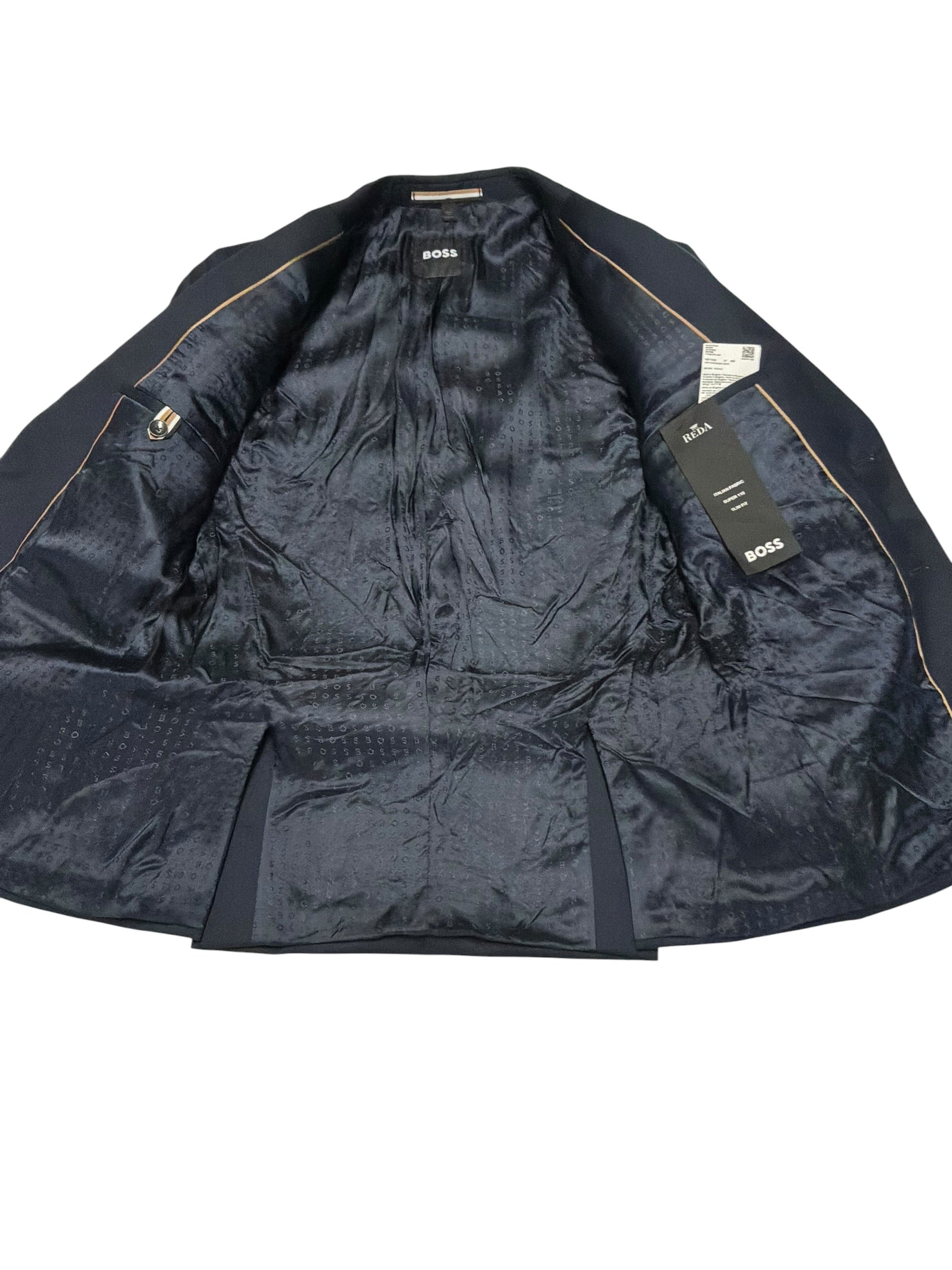 Hugo Boss Mens Slim fit Wool Suit Jacket Blazer 36 S Navy Blue Solid