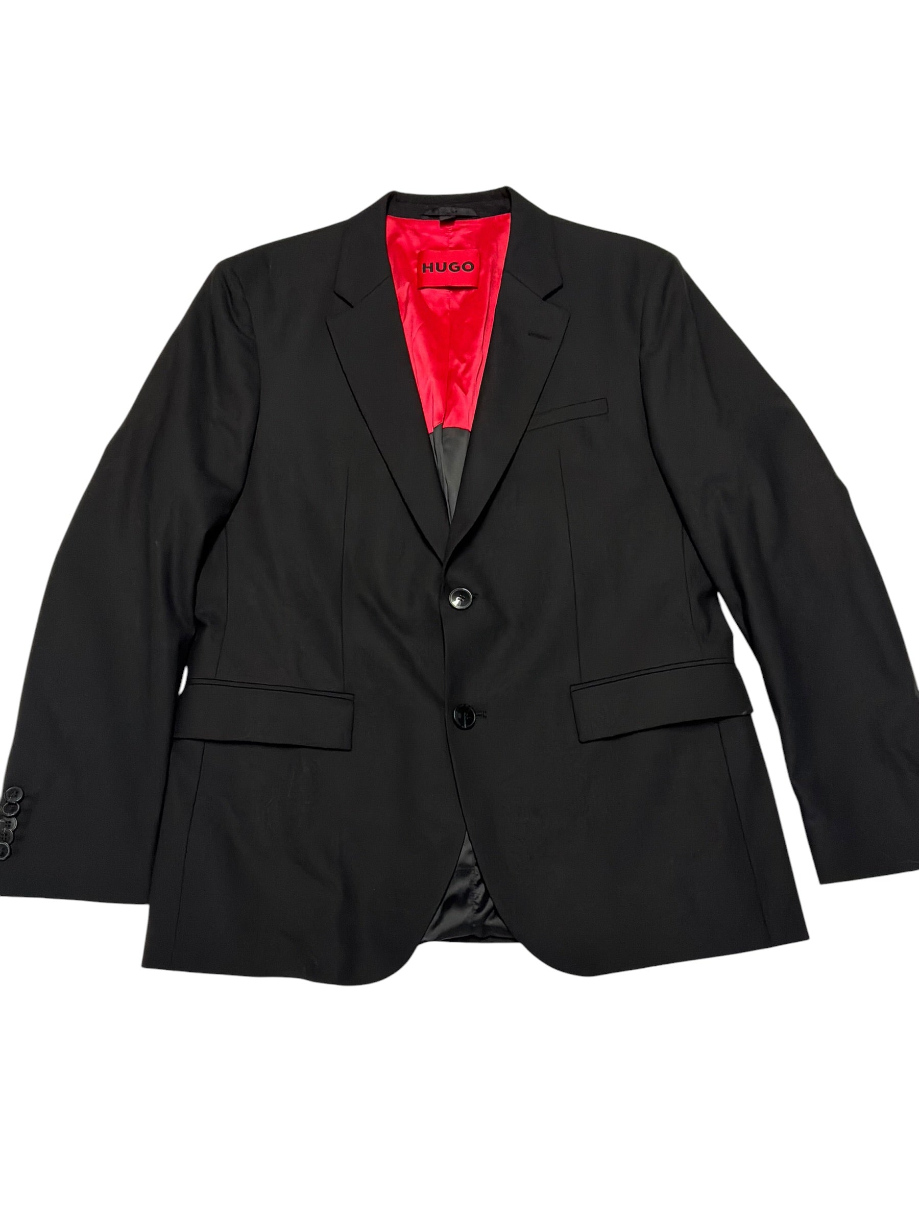 Hugo Boss Mens Slim fit Wool Suit Jacket Blazer 44 R Black Solid