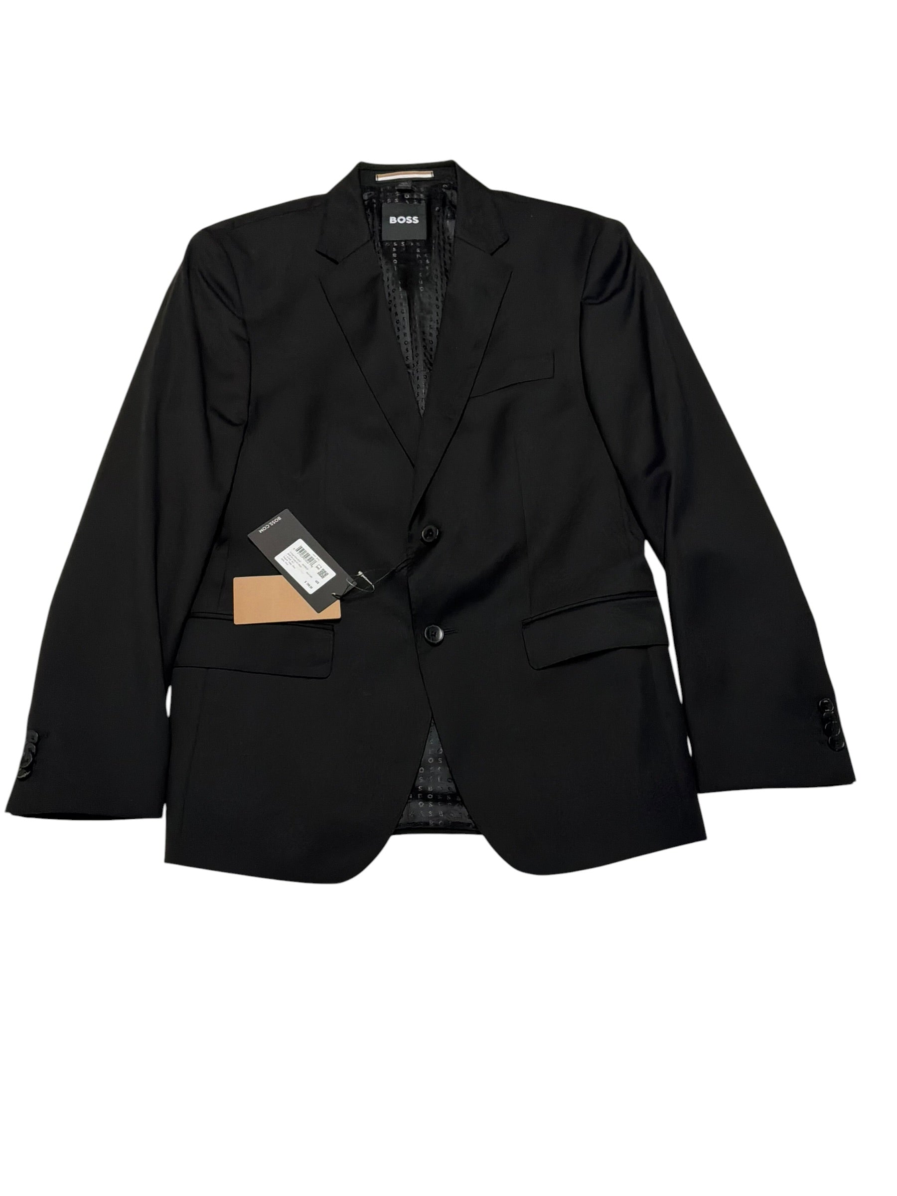 Hugo Boss Mens Slim fit Wool Suit Jacket Blazer 42 S Black Solid