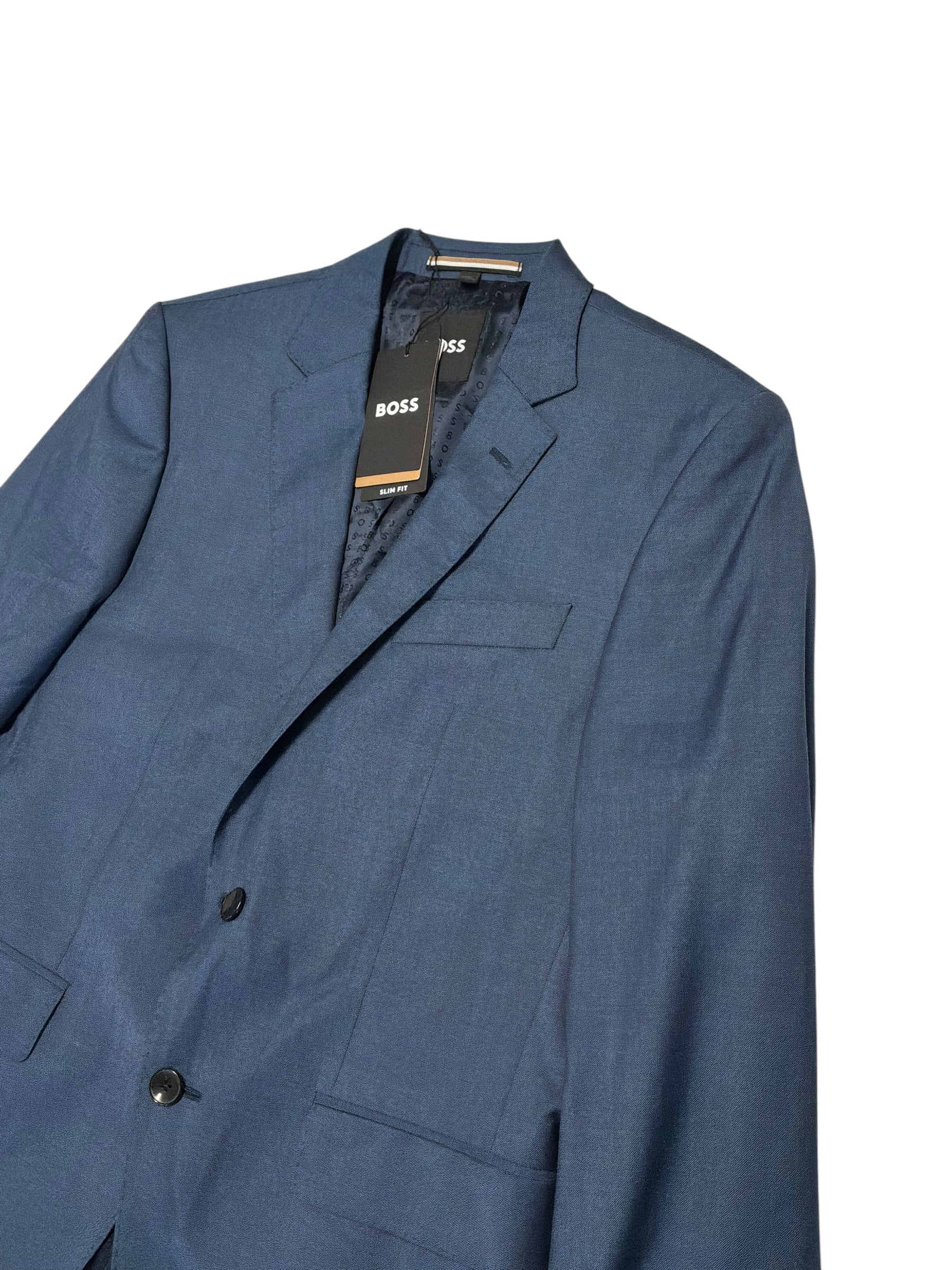 Hugo Boss Mens Slim fit Wool Suit Jacket Blazer 38 S Blue Solid