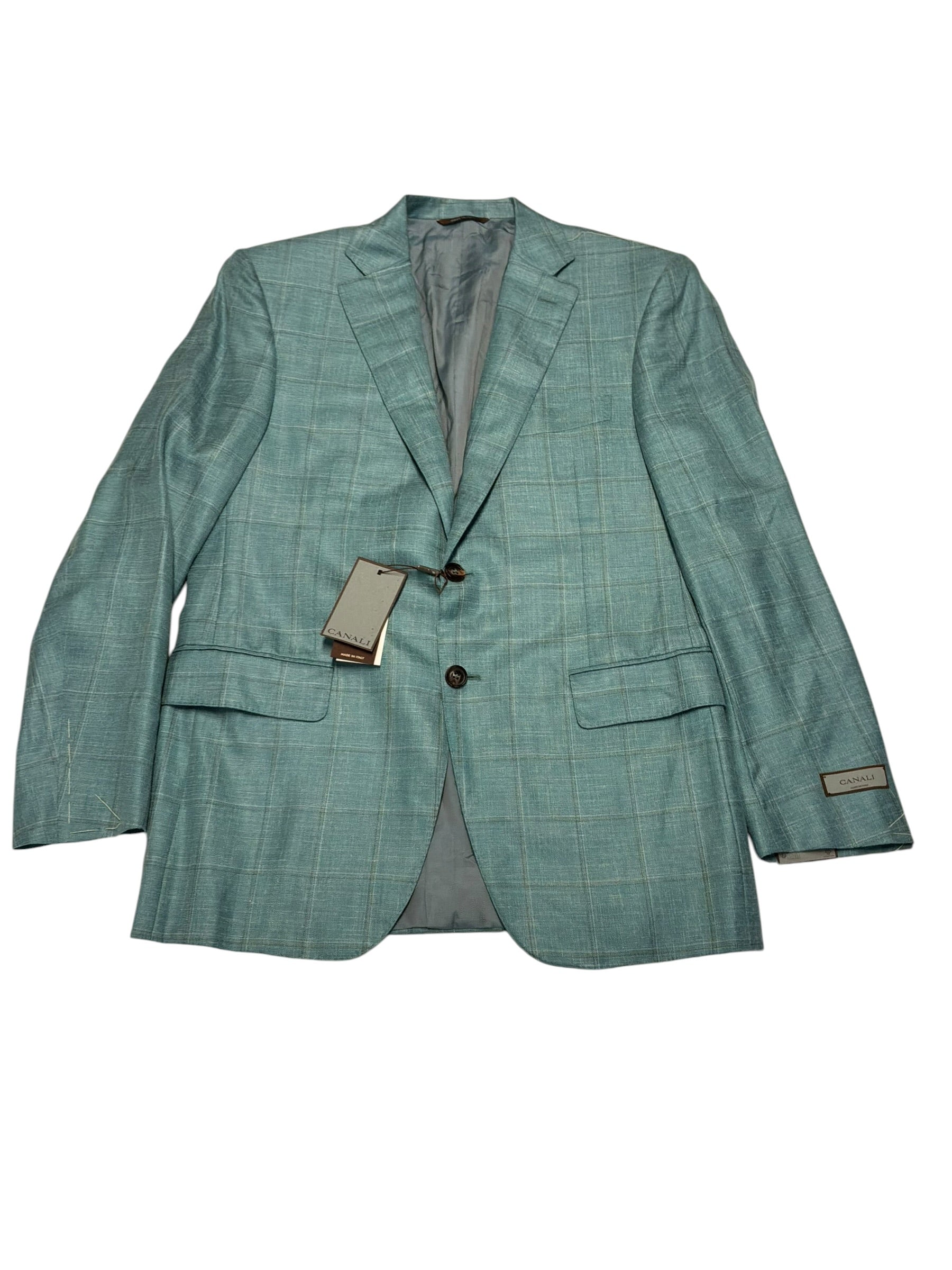 Canali Regular Fit Cashmere Silk Linen Sport Coat Blazer 38 R Green Plaid