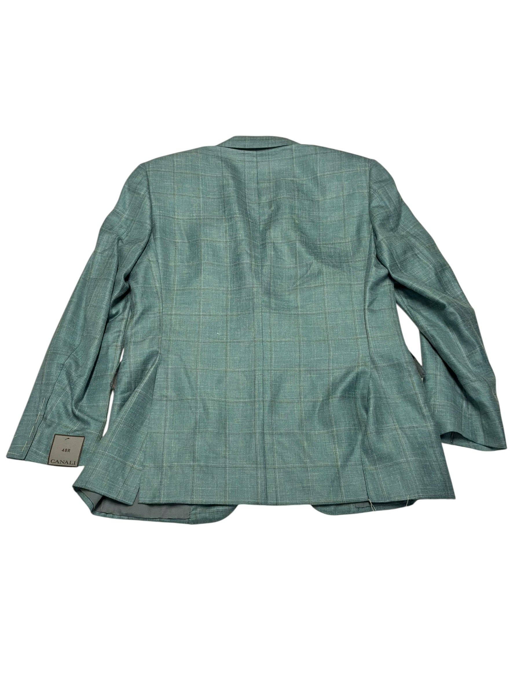 Canali Regular Fit Cashmere Silk Linen Sport Coat Blazer 38 R Green Plaid