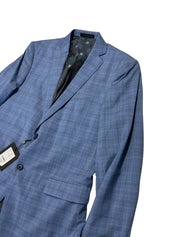 John Varvatos Mens Slim fit Wool Suit Jacket Blazer 42 R Light Blue Plaid