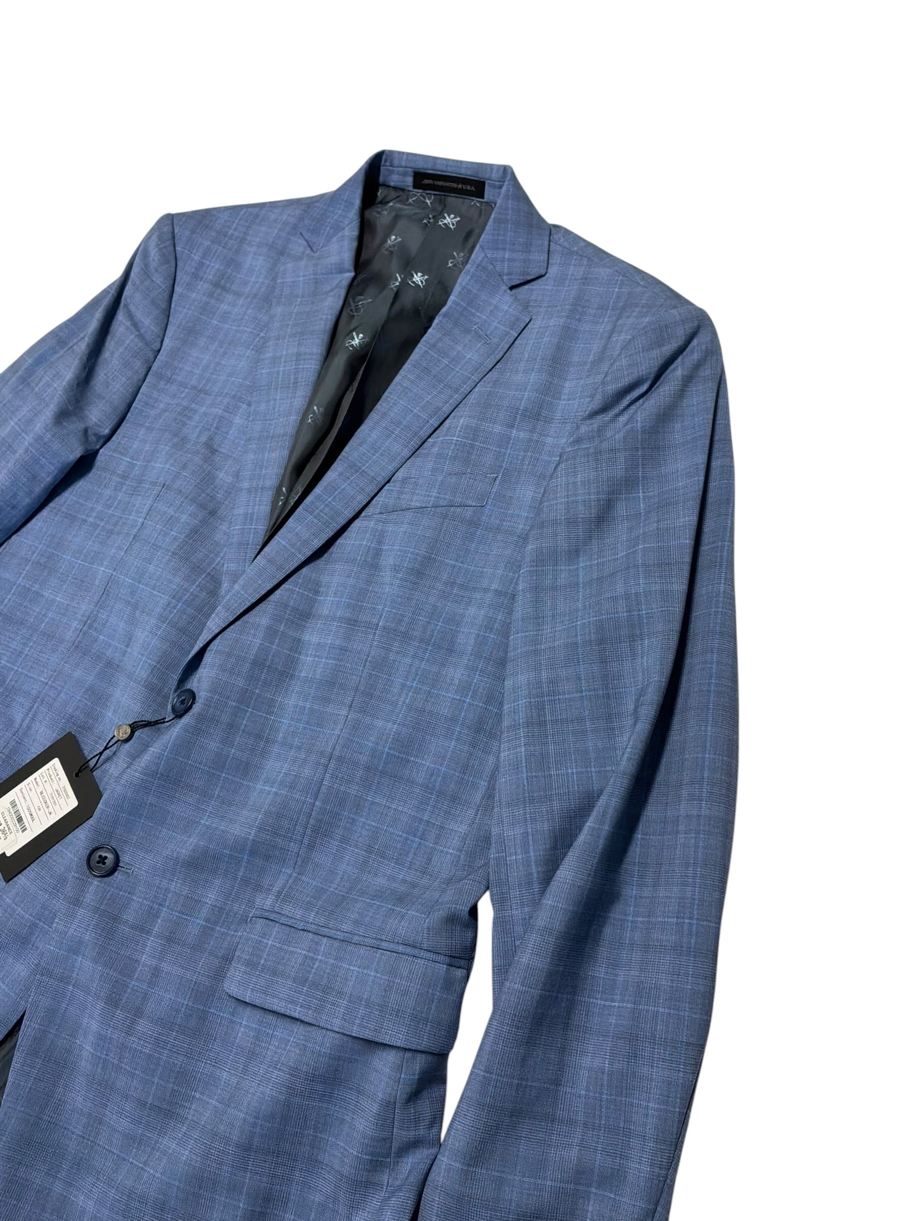 John Varvatos Mens Slim fit Wool Suit Jacket Blazer 42 R Light Blue Plaid