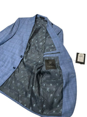 John Varvatos Mens Slim fit Wool Suit Jacket Blazer 42 R Light Blue Plaid