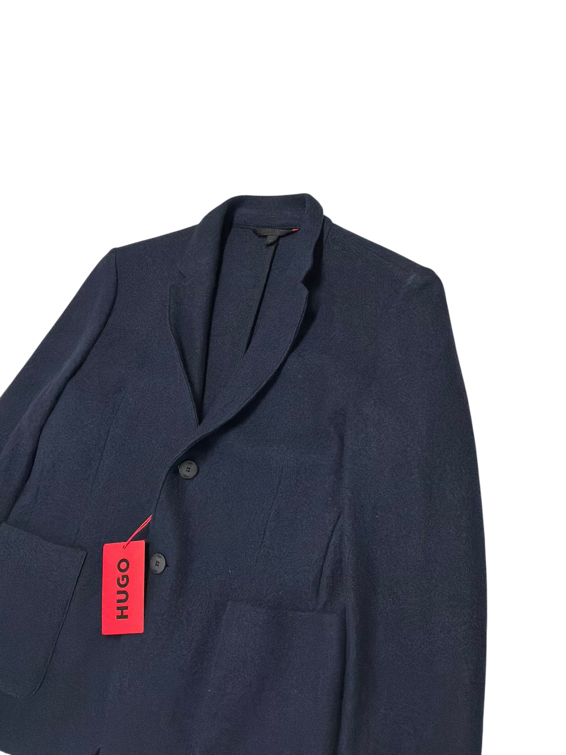 Hugo Boss Mens Agaltus Textured Flannel Blazer Sport Coat 38 R Navy Blue