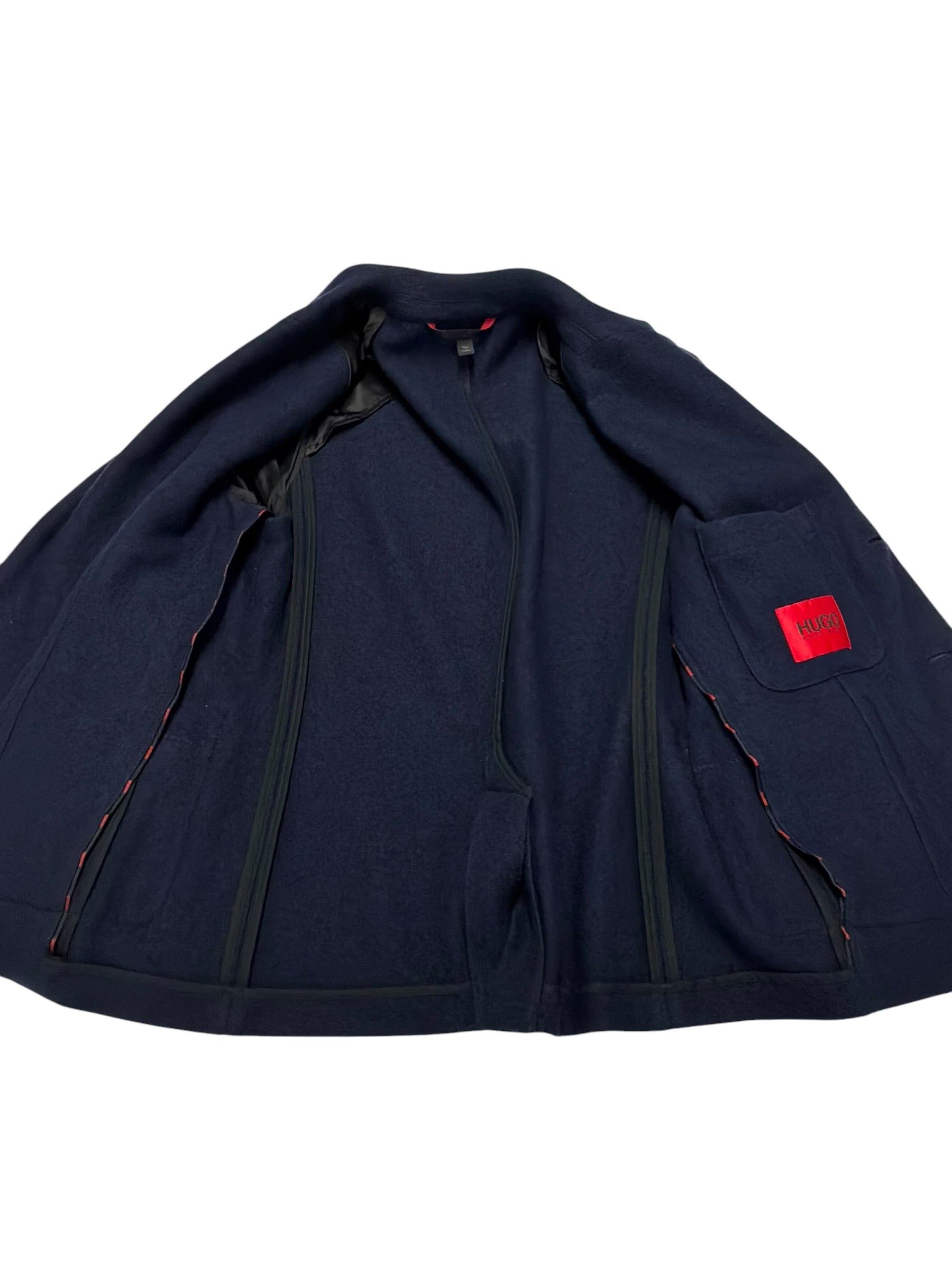 Hugo Boss Mens Agaltus Textured Flannel Blazer Sport Coat 38 R Navy Blue